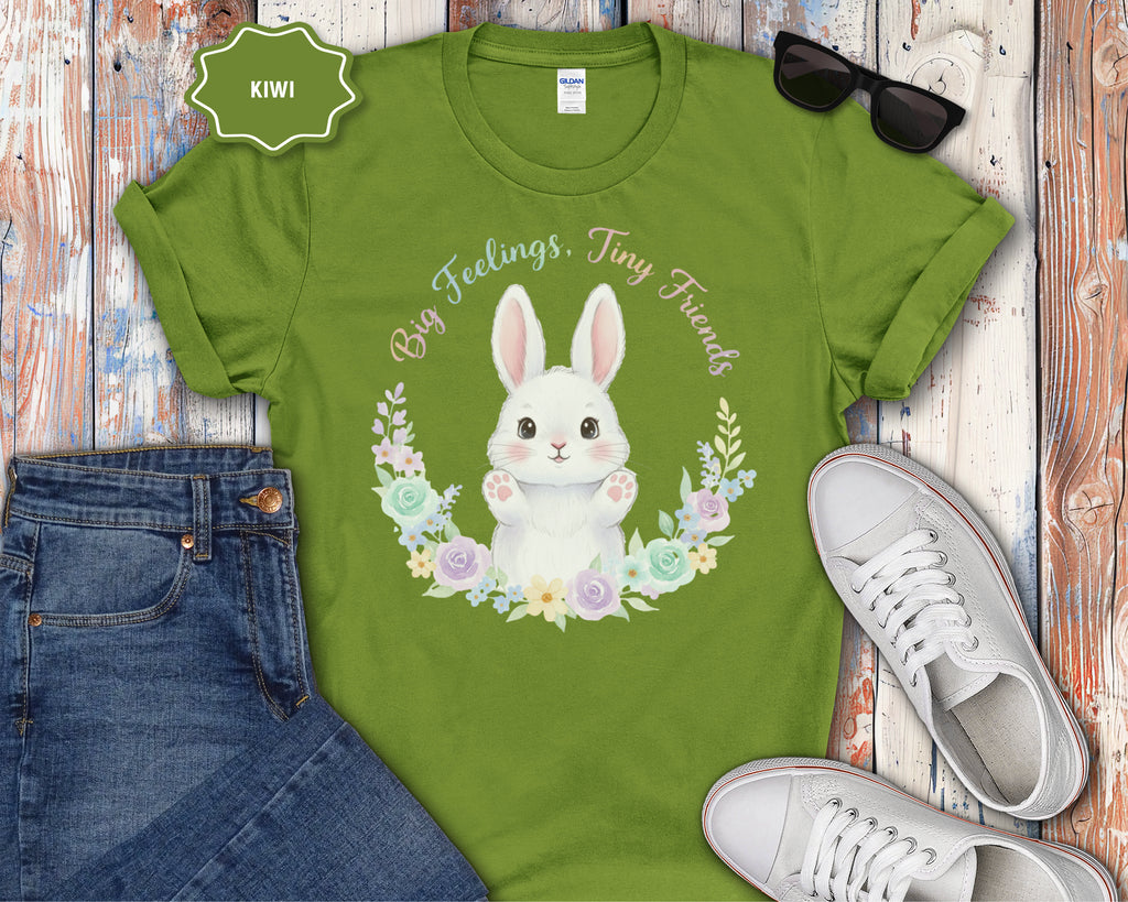 Big Feelings Tiny Friends Cute White Bunny T-Shirt