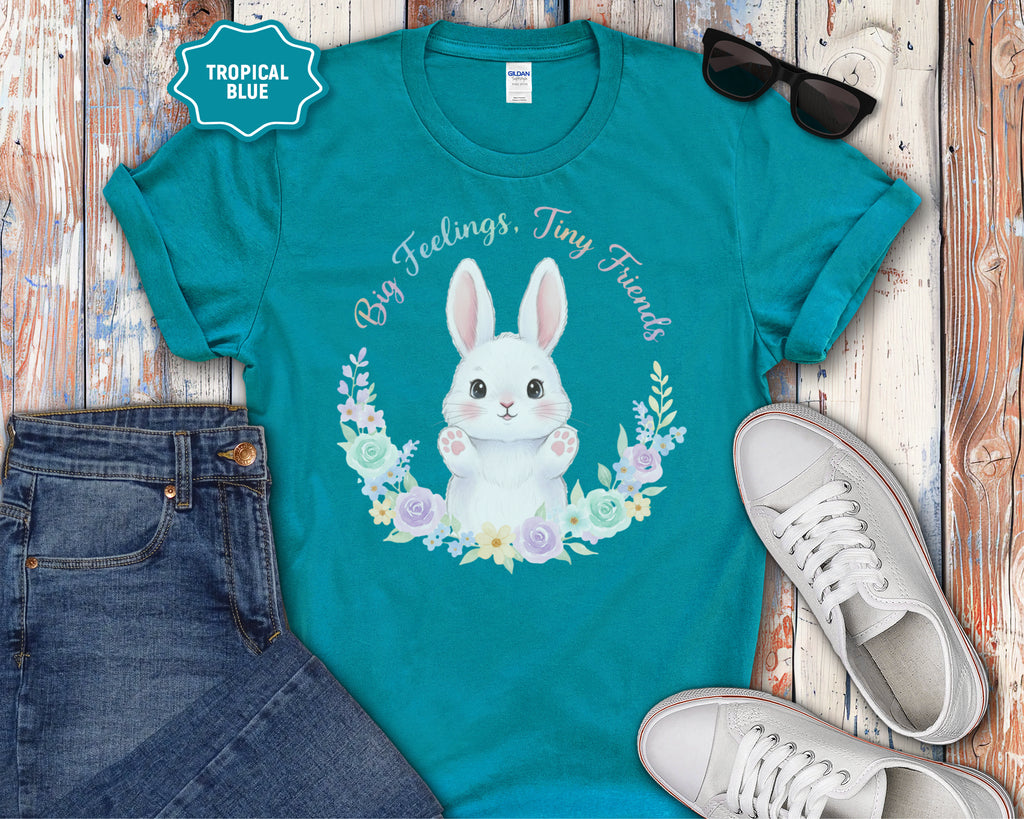 Big Feelings Tiny Friends Cute White Bunny T-Shirt