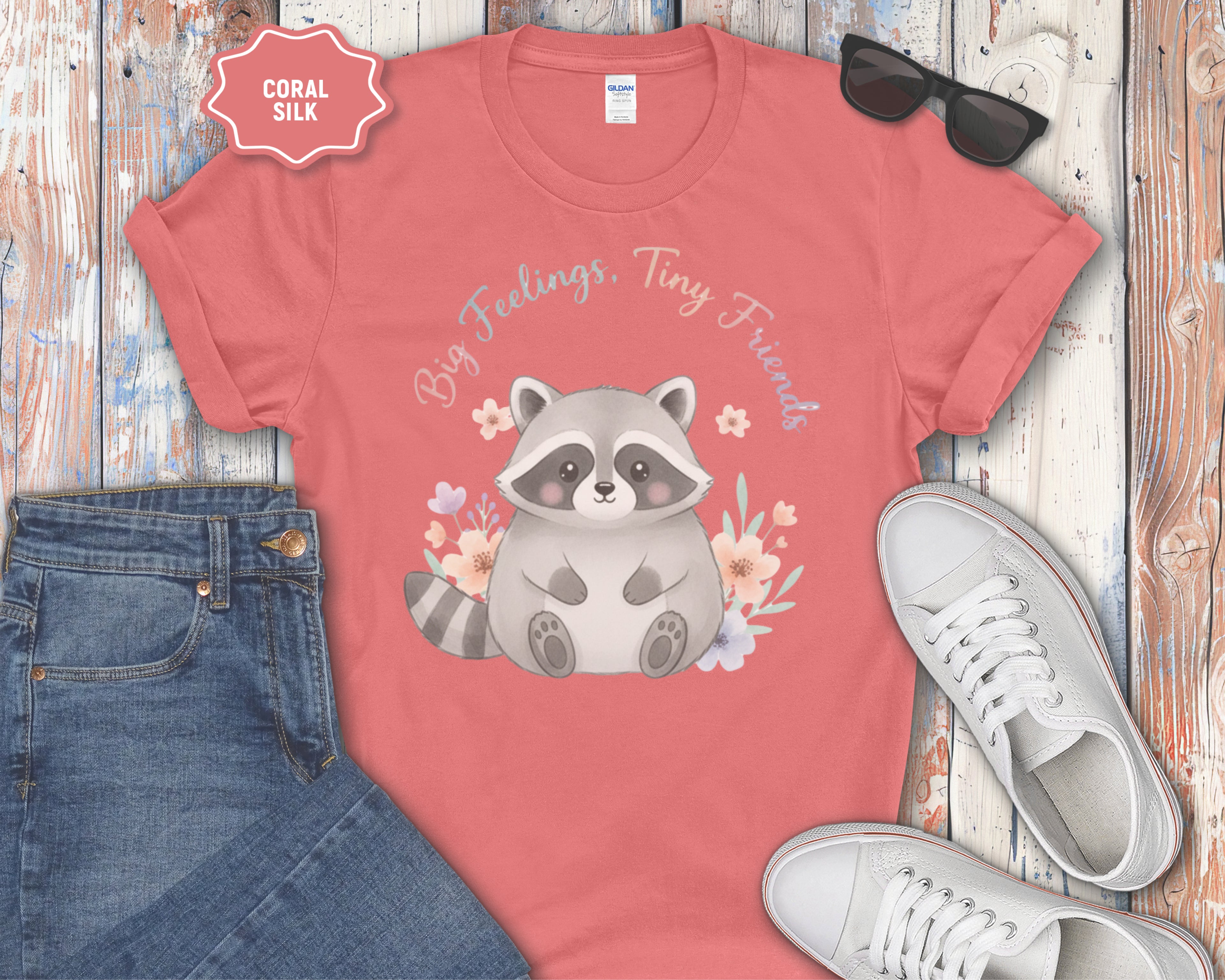 Big Feelings Tiny Friends Chubby Raccoon T-Shirt