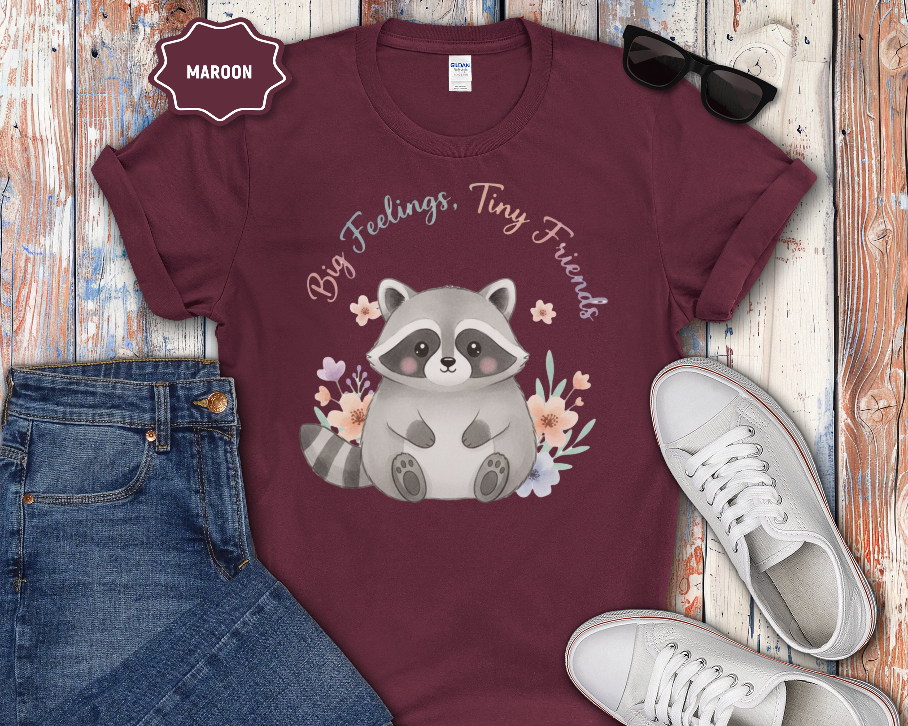 Big Feelings Tiny Friends Chubby Raccoon T-Shirt
