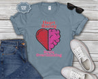 Heart and Brain Split Design T-Shirt
