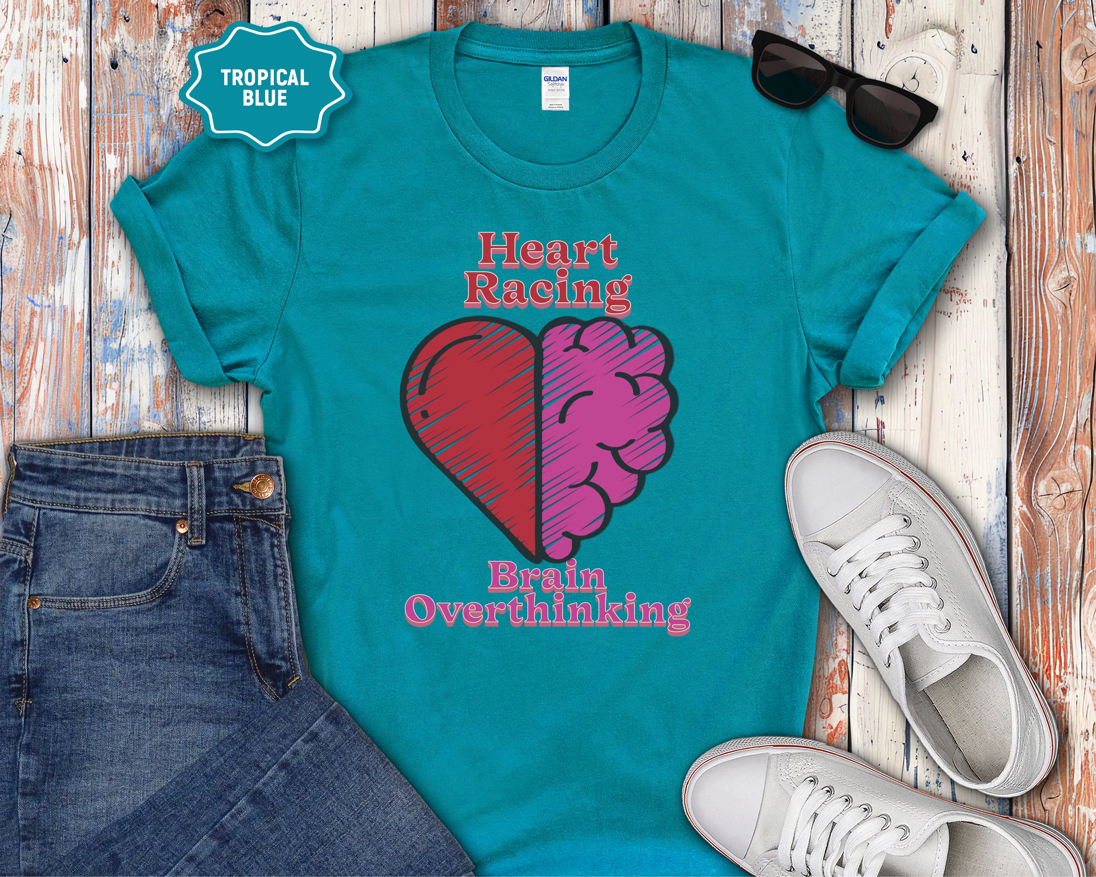 Heart and Brain Split Design T-Shirt