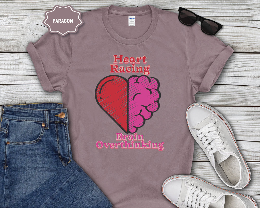 Heart and Brain Split Design T-Shirt