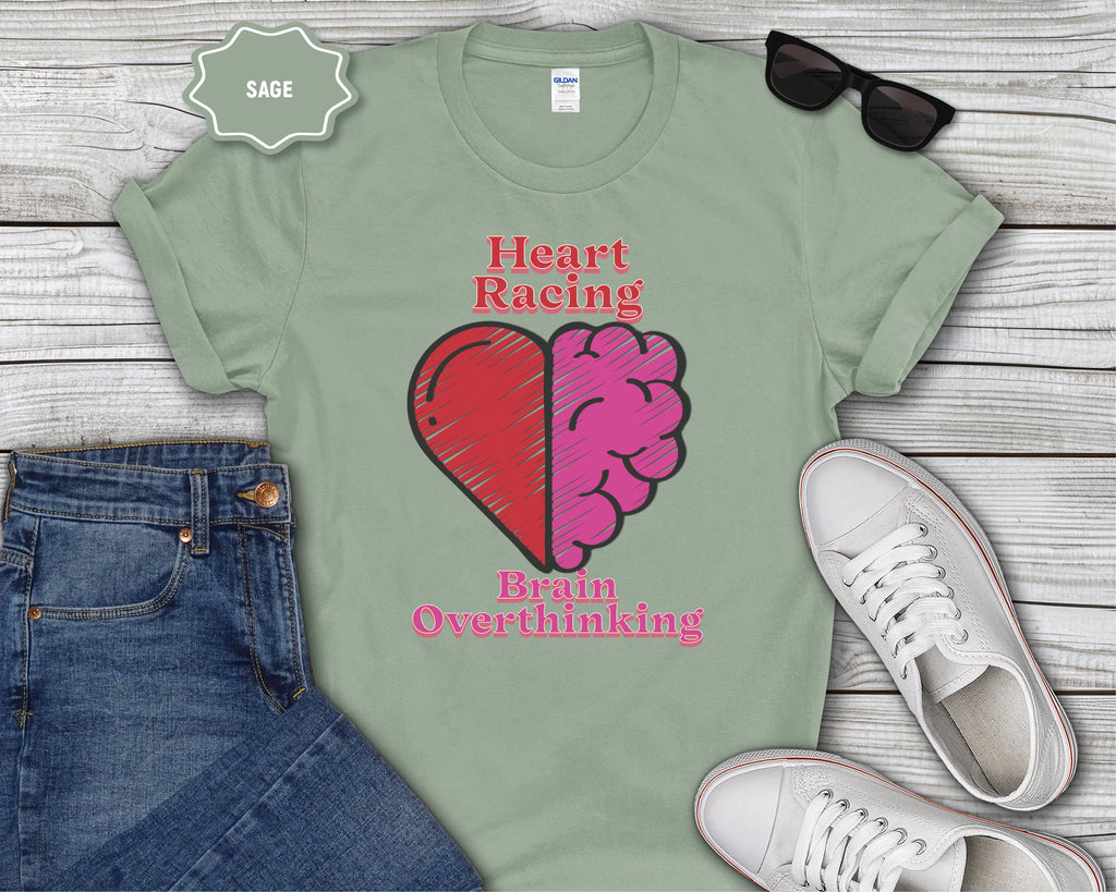 Heart and Brain Split Design T-Shirt