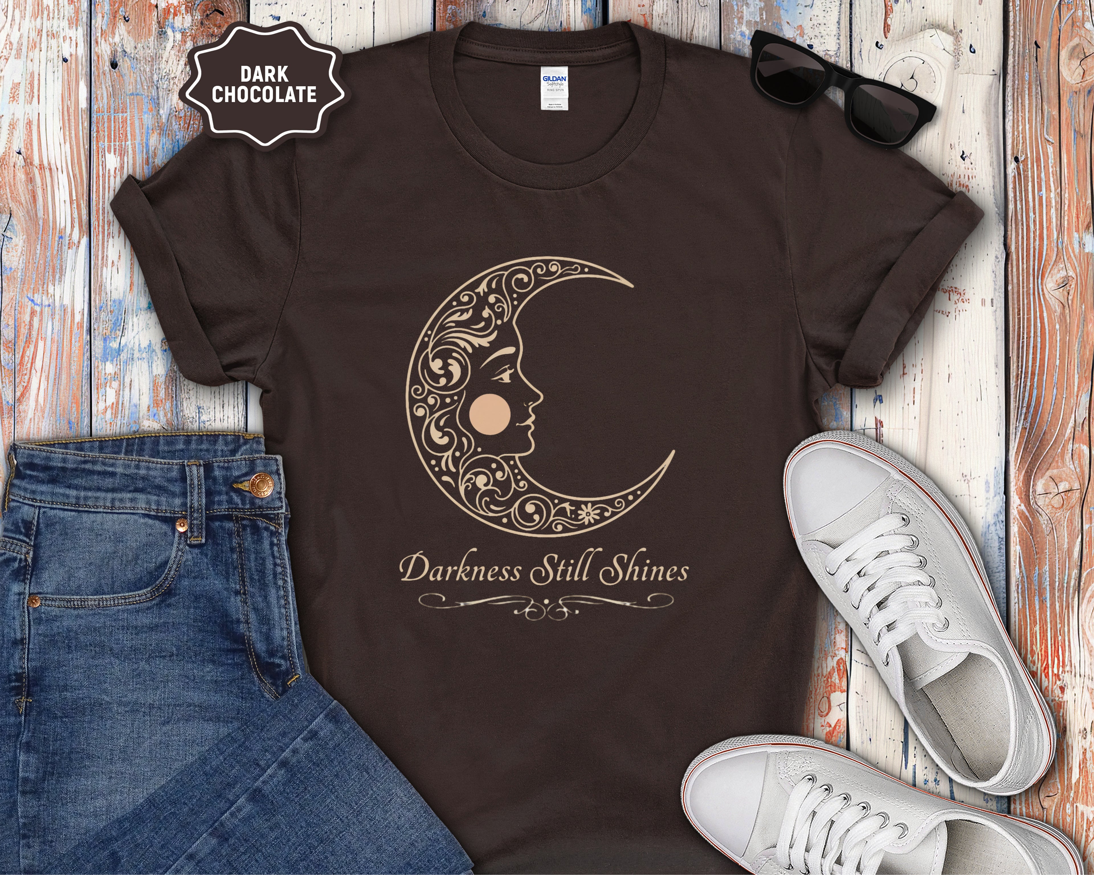 Floral Crescent Moon T-Shirt