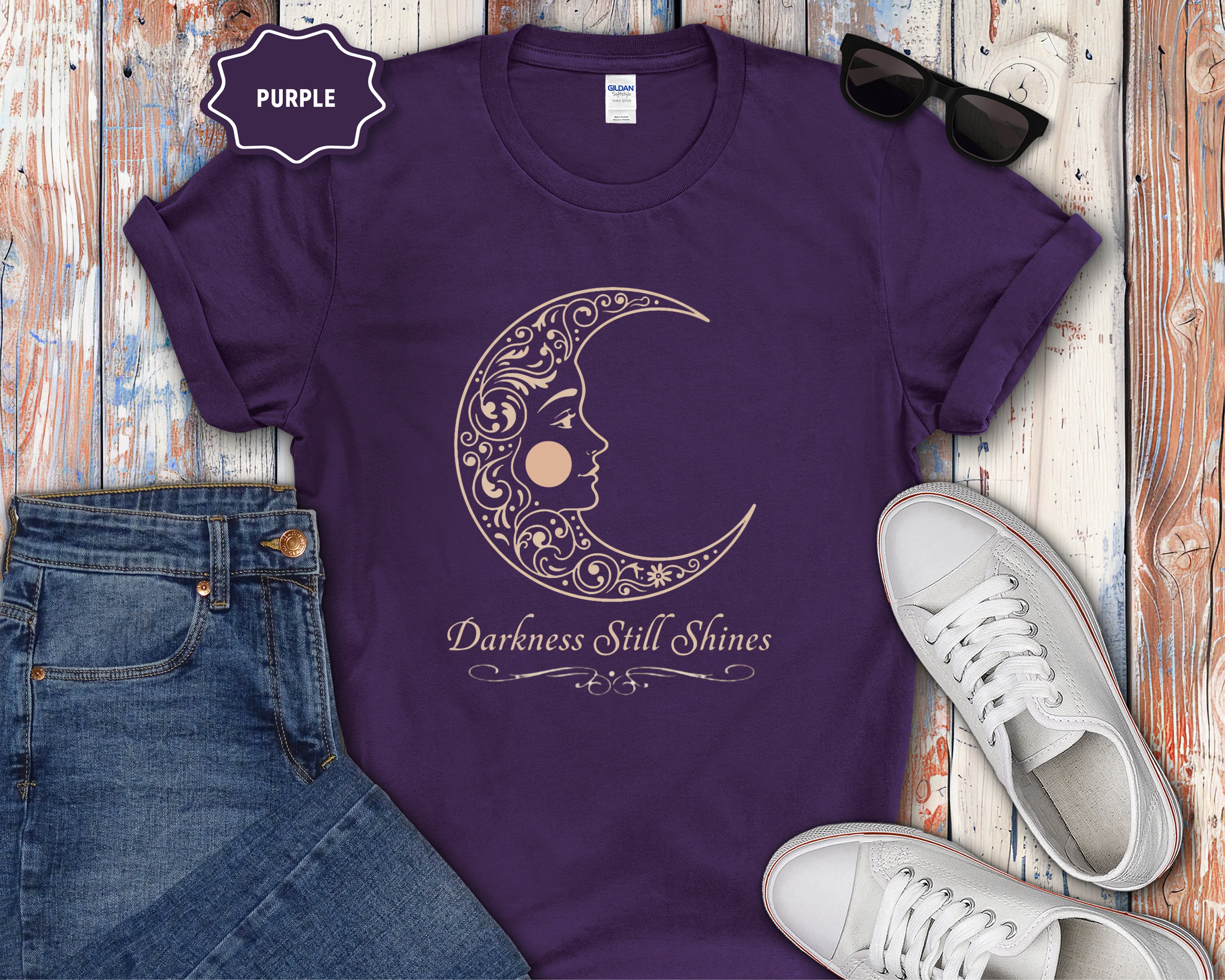 Floral Crescent Moon T-Shirt