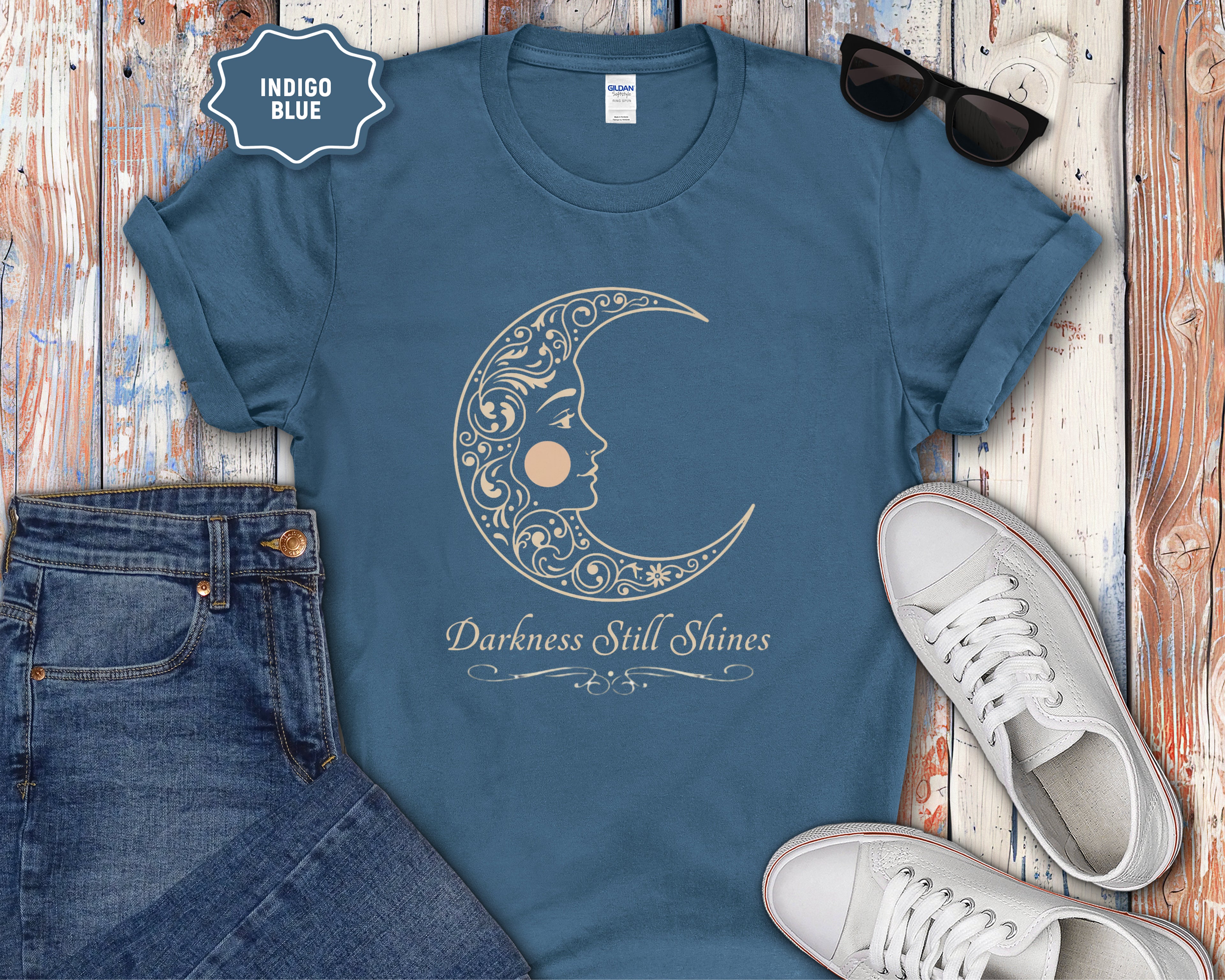 Floral Crescent Moon T-Shirt