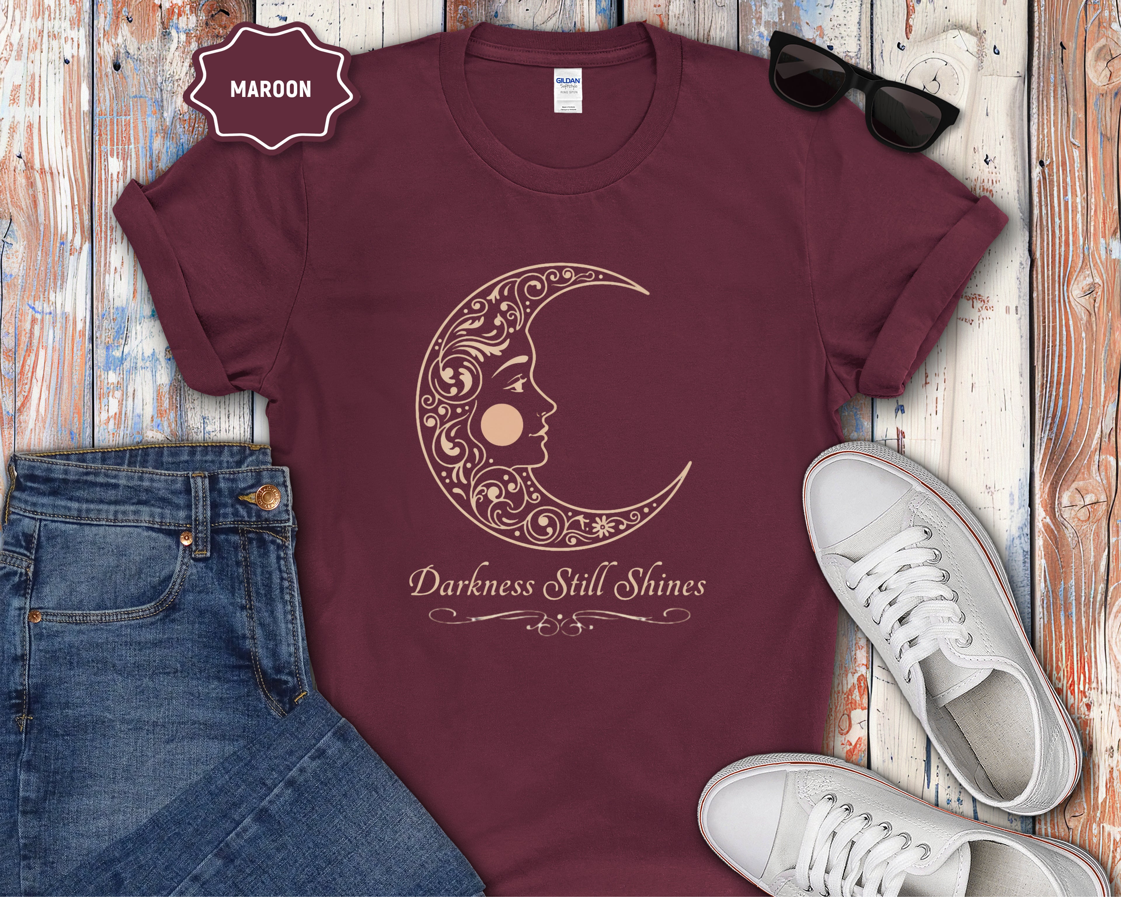 Floral Crescent Moon T-Shirt