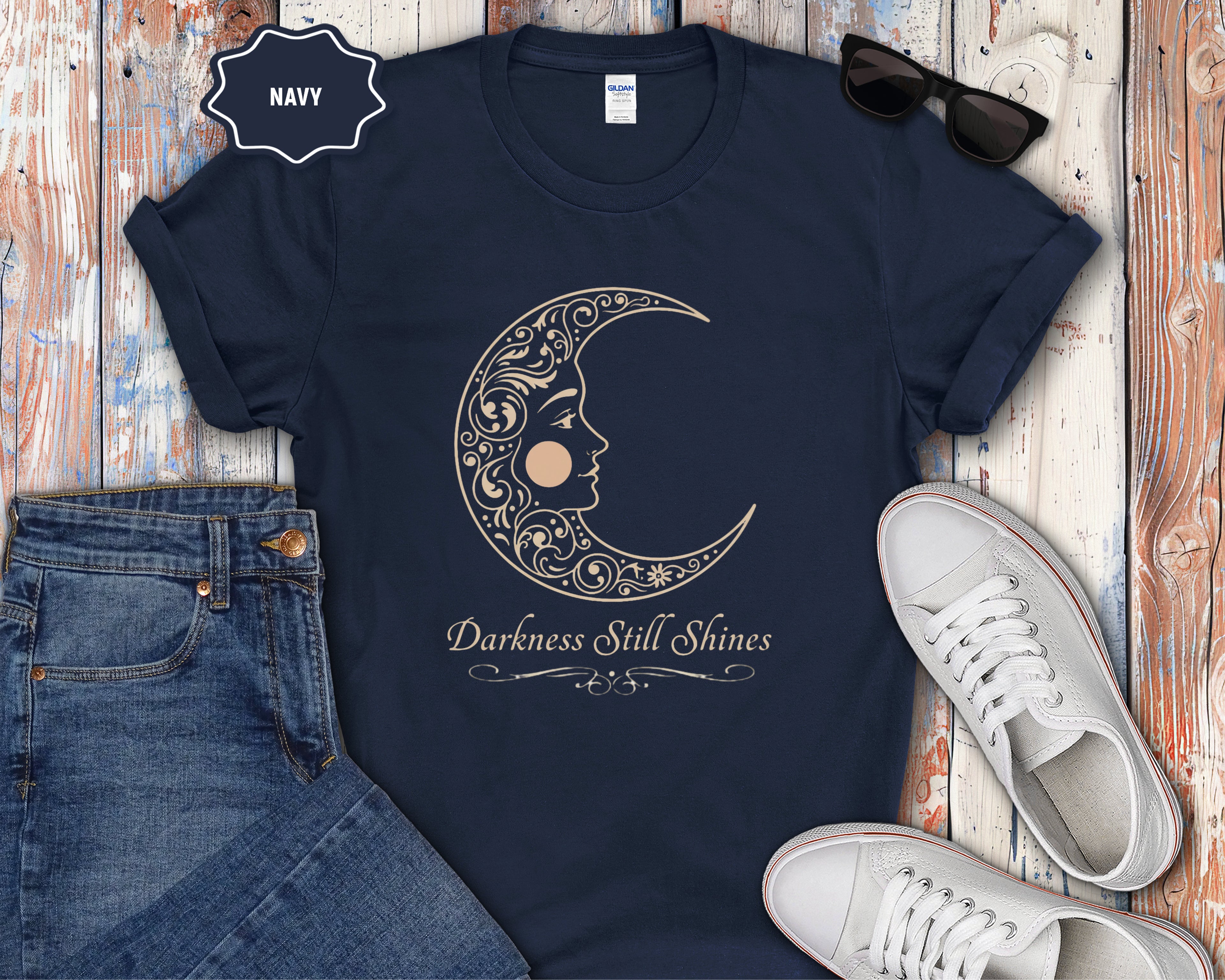 Floral Crescent Moon T-Shirt