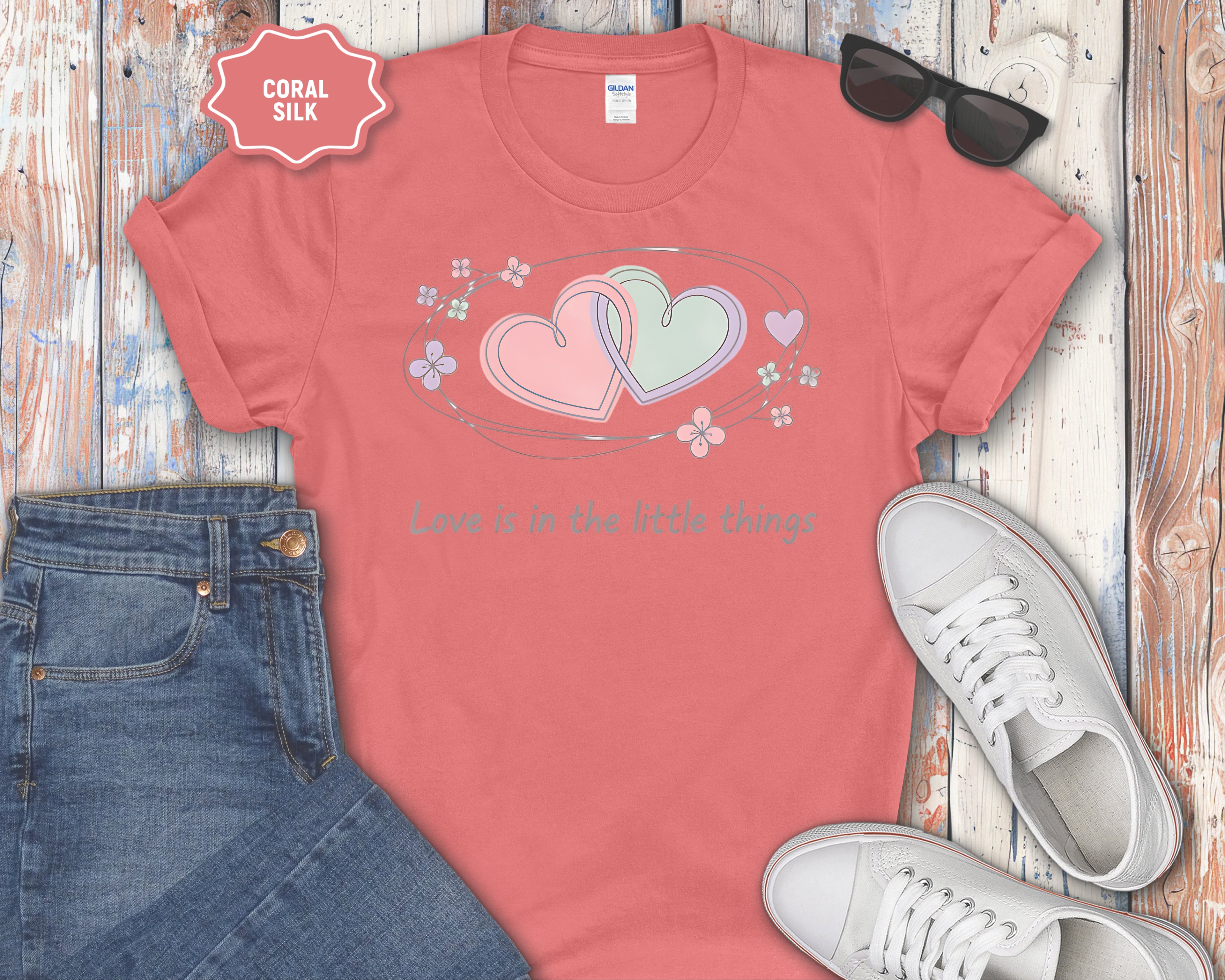 Interlocking Hearts Love Is in the Little Things T-Shirt