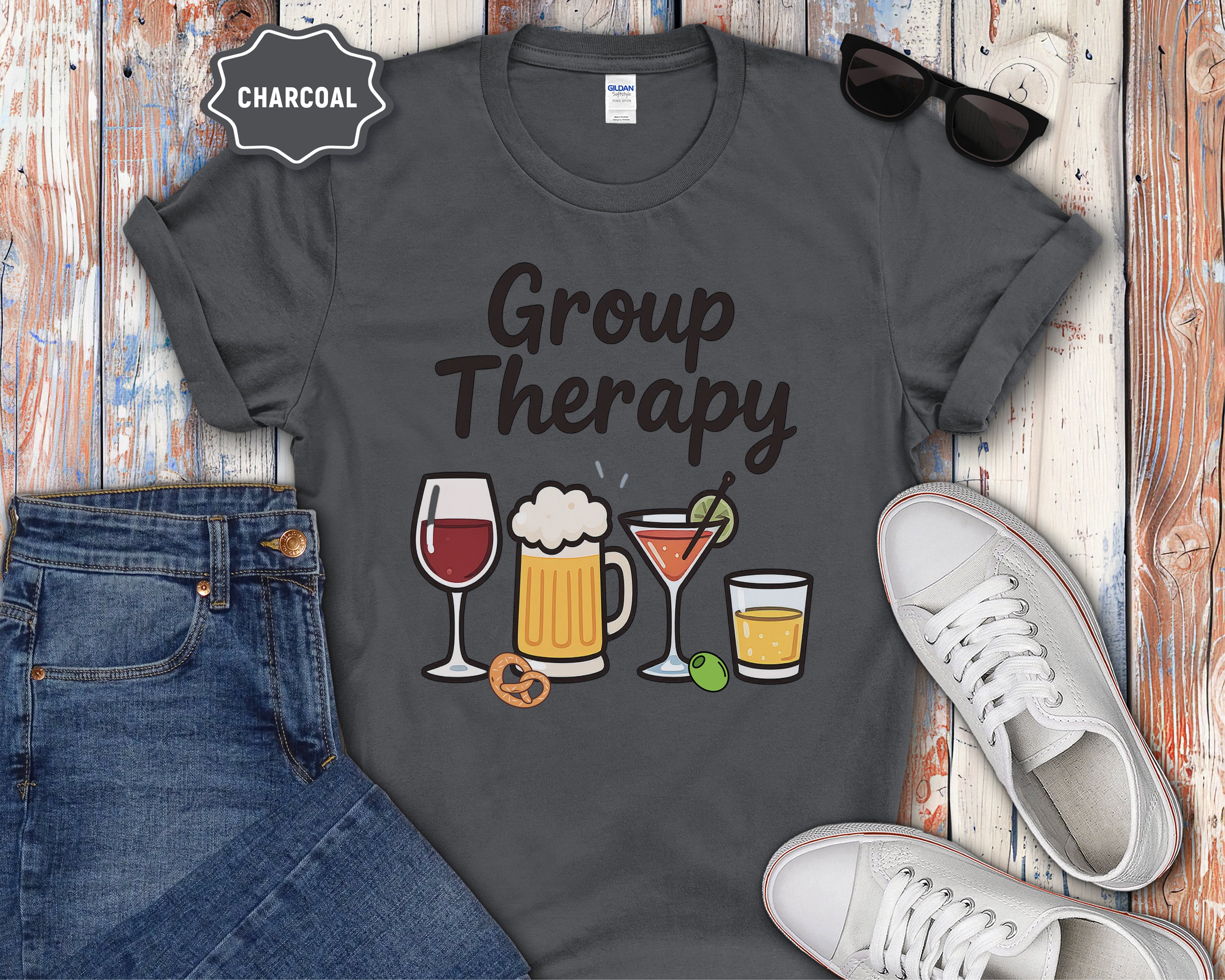 Group Therapy Alcohol Funny Mental Health T-Shirt