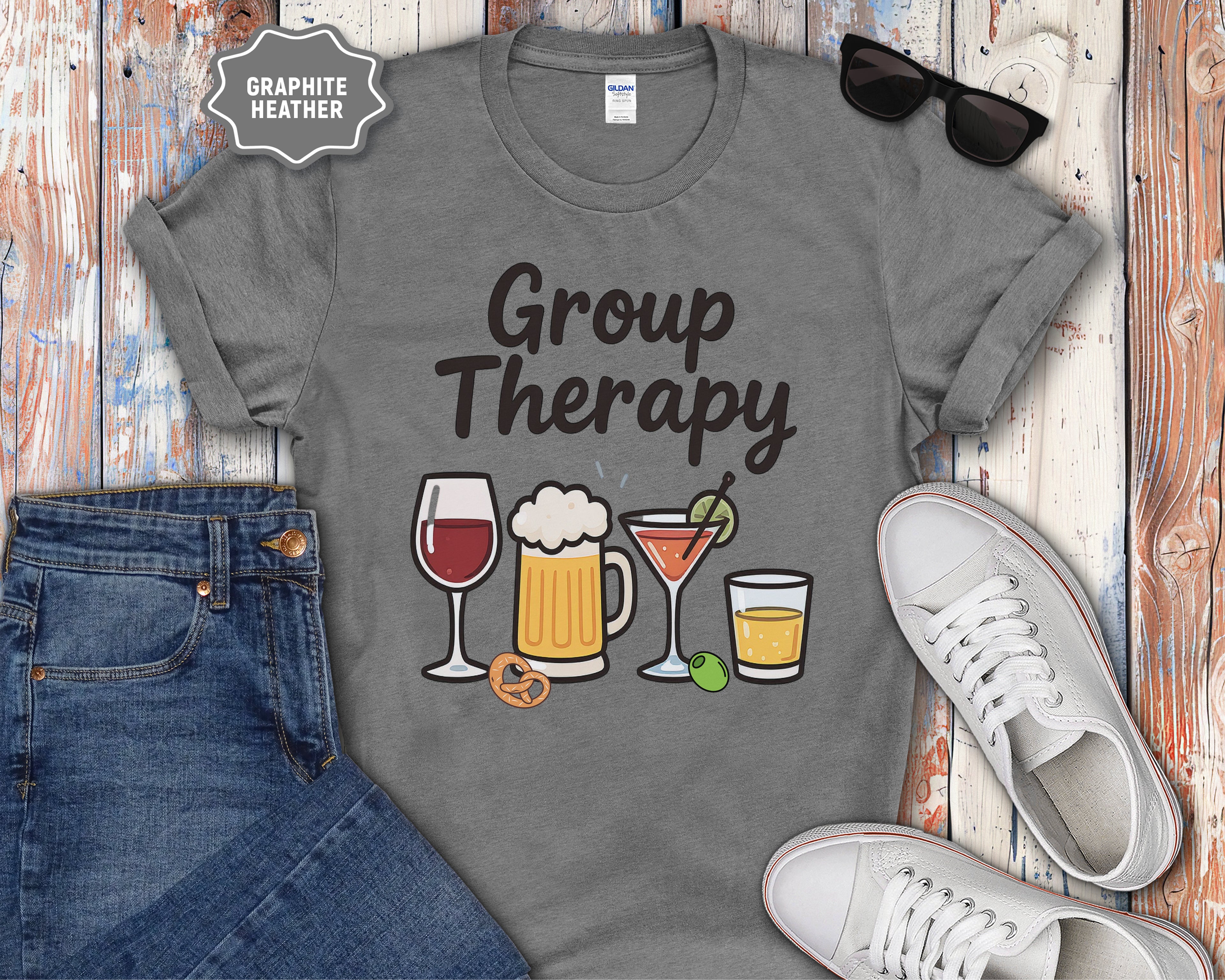 Group Therapy Alcohol Funny Mental Health T-Shirt