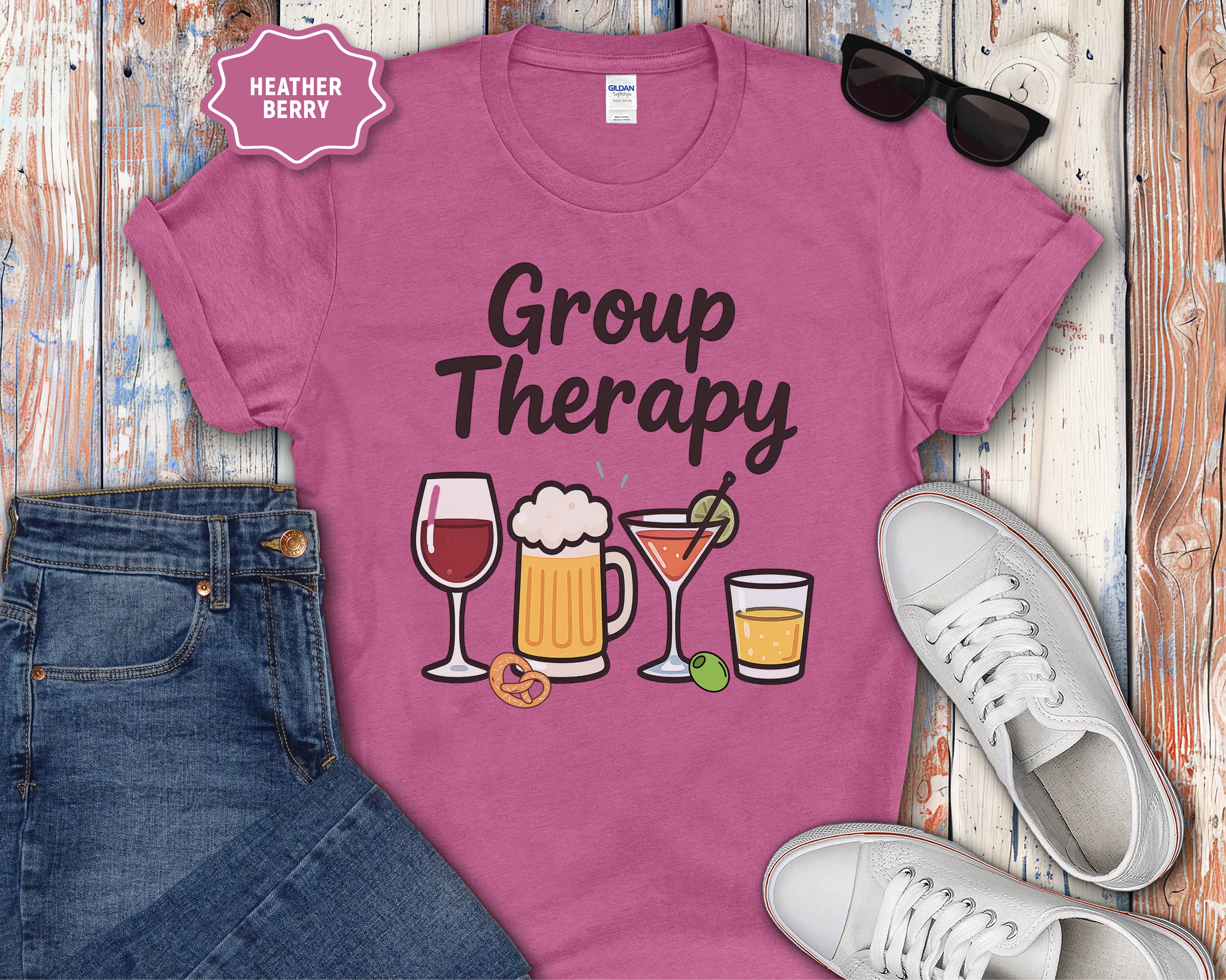 Group Therapy Alcohol Funny Mental Health T-Shirt
