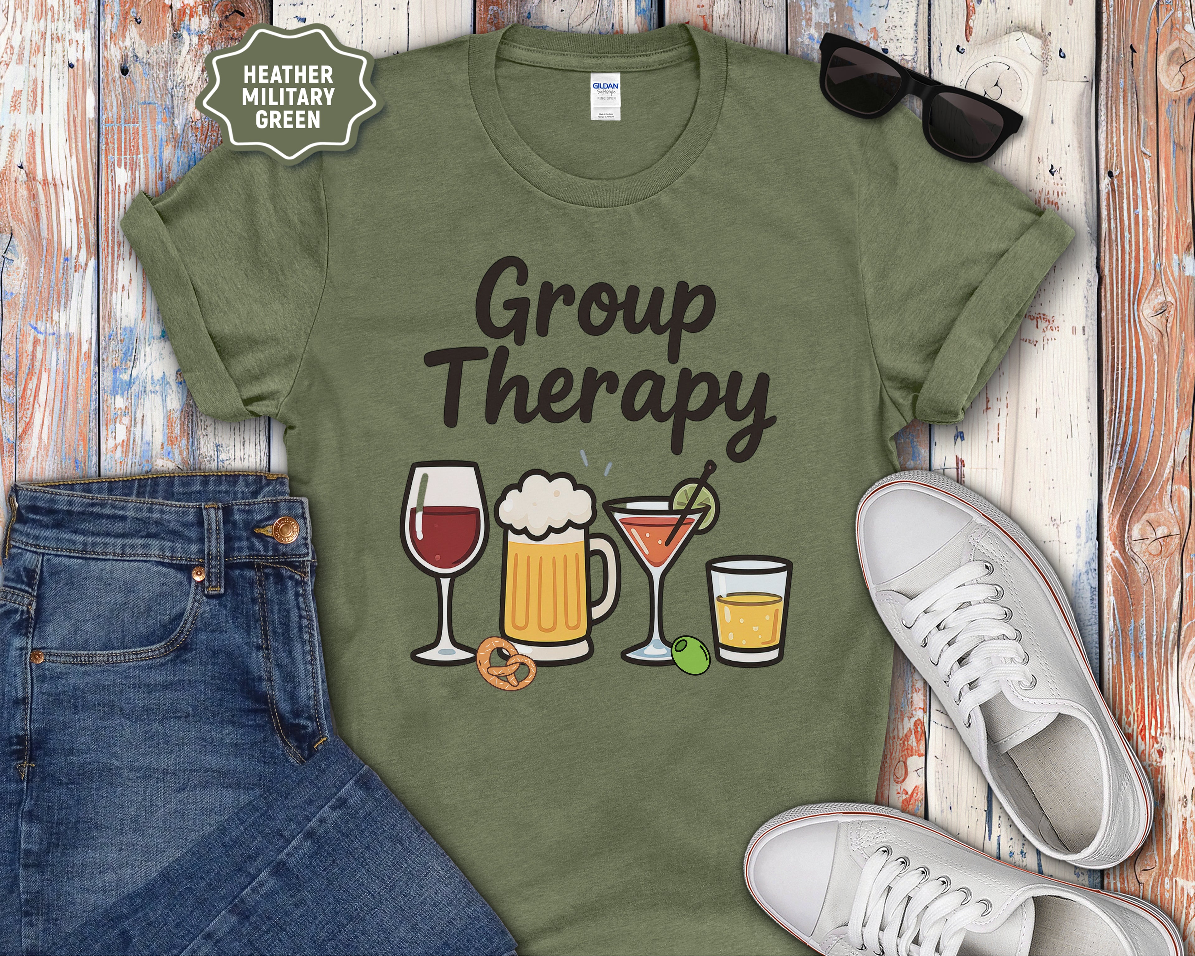 Group Therapy Alcohol Funny Mental Health T-Shirt