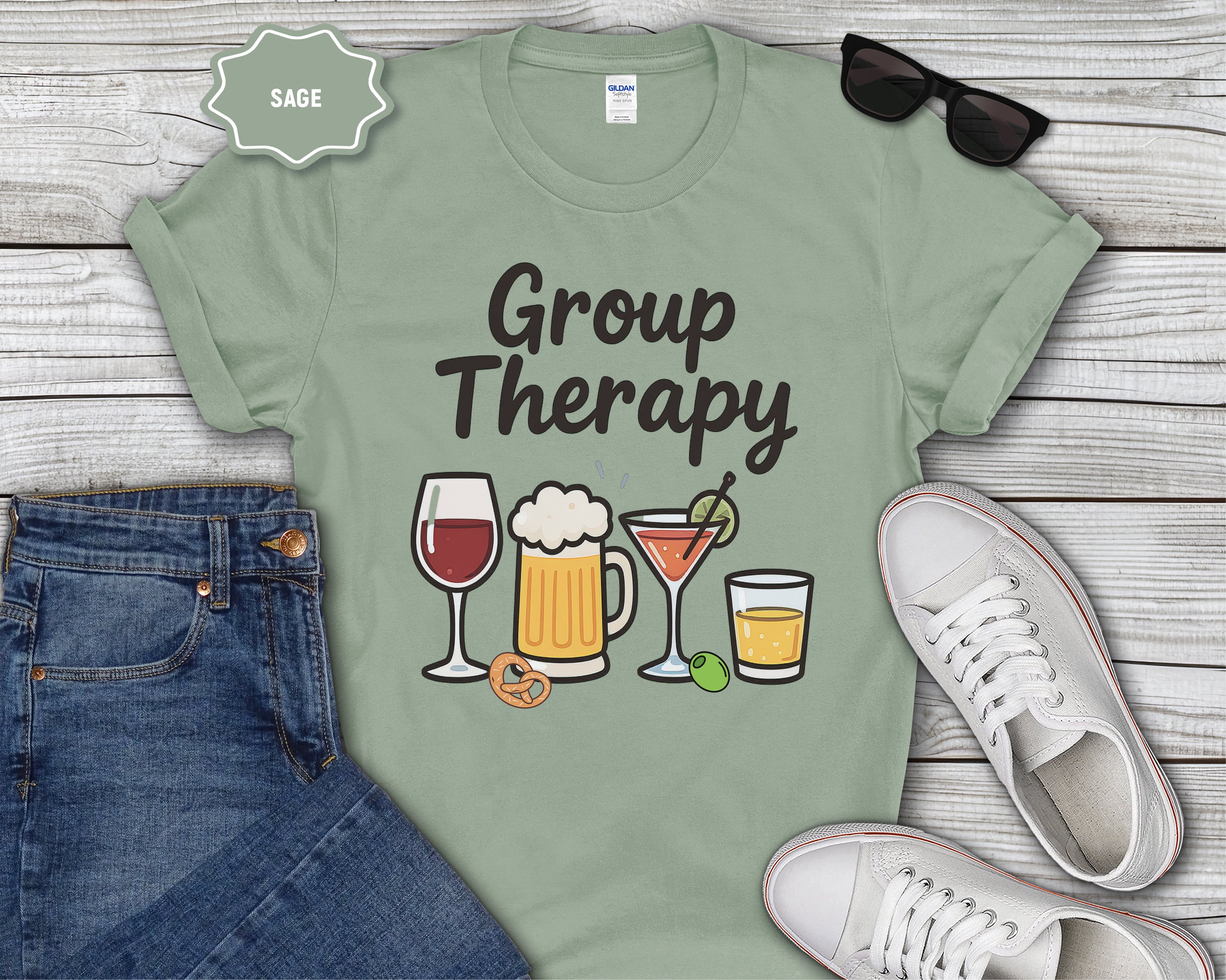 Group Therapy Alcohol Funny Mental Health T-Shirt