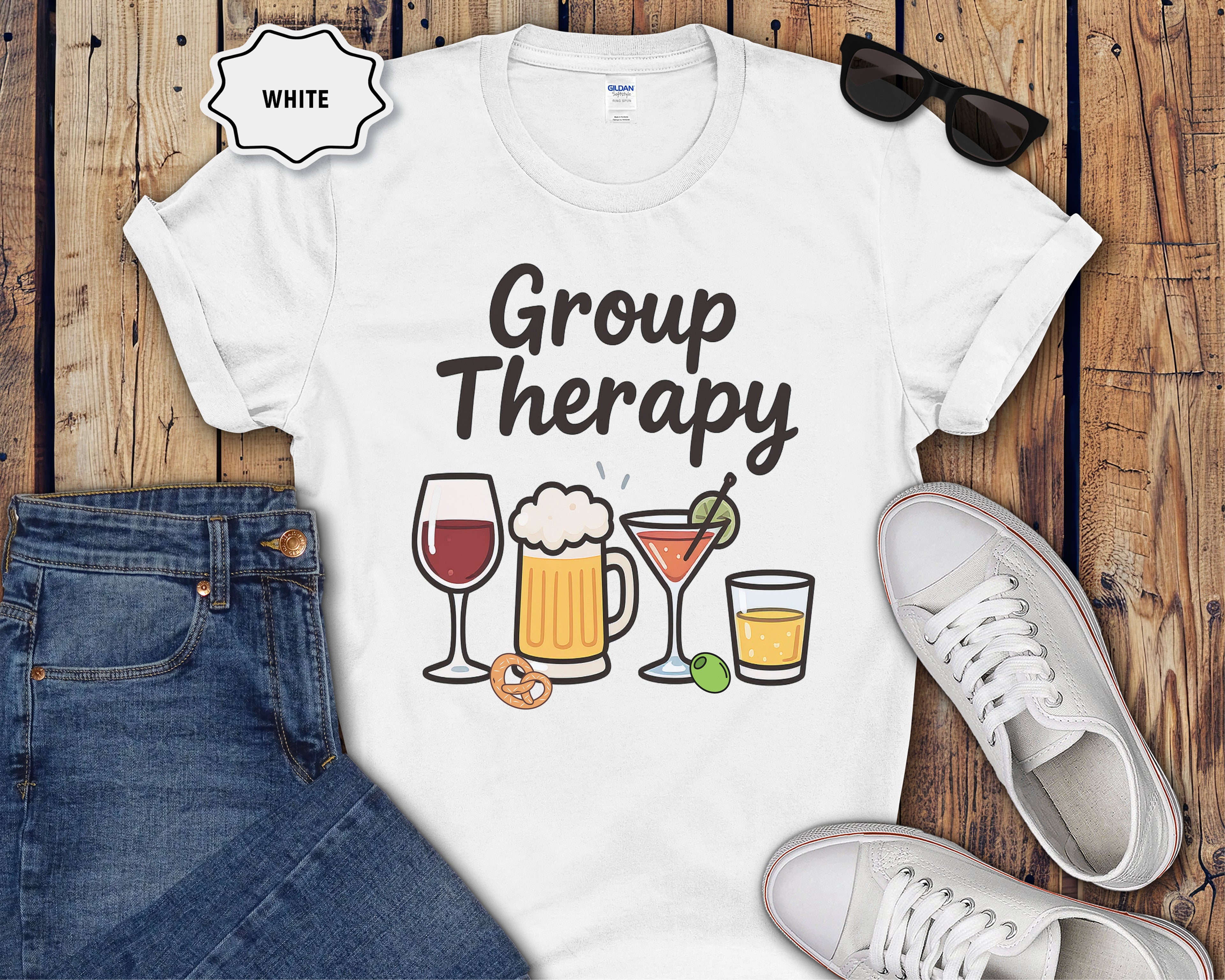 Group Therapy Alcohol Funny Mental Health T-Shirt