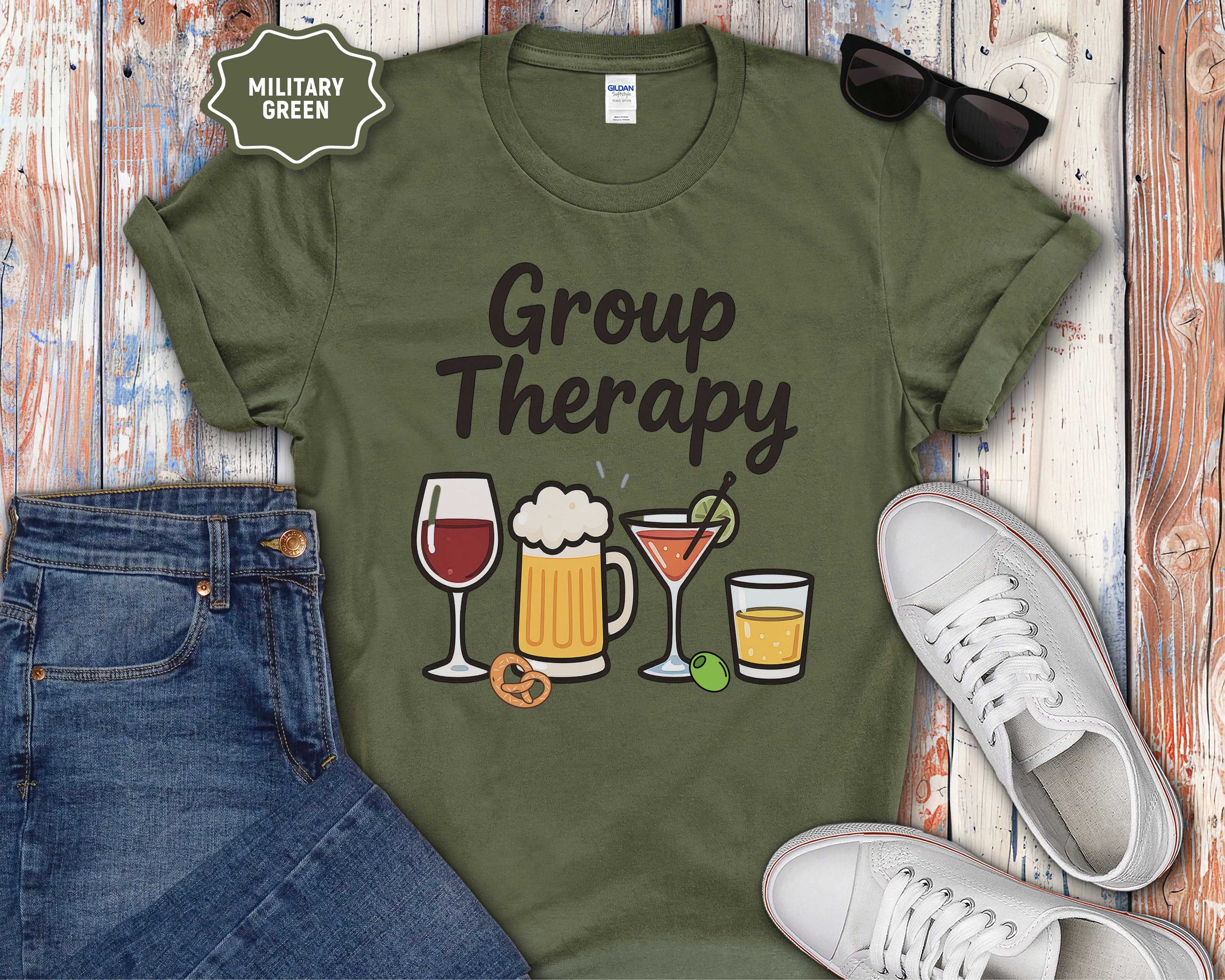 Group Therapy Alcohol Funny Mental Health T-Shirt