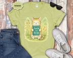 Cat Reading "Pawlm and Relax" T-Shirt