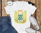Cat Reading "Pawlm and Relax" T-Shirt