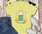 Cat Reading "Pawlm and Relax" T-Shirt