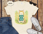 Cat Reading "Pawlm and Relax" T-Shirt
