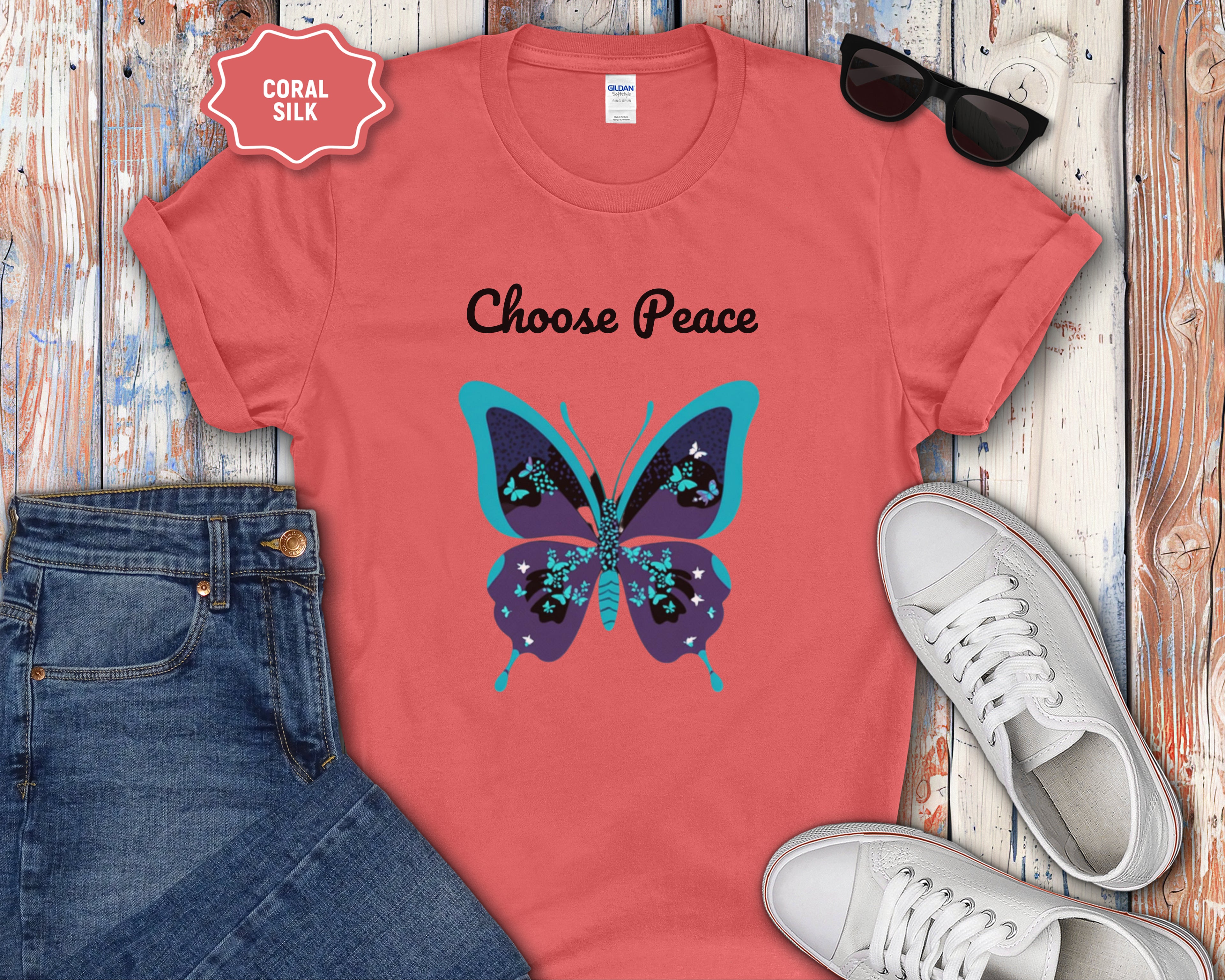 Choose Peace Butterfly Mental Health T-Shirt