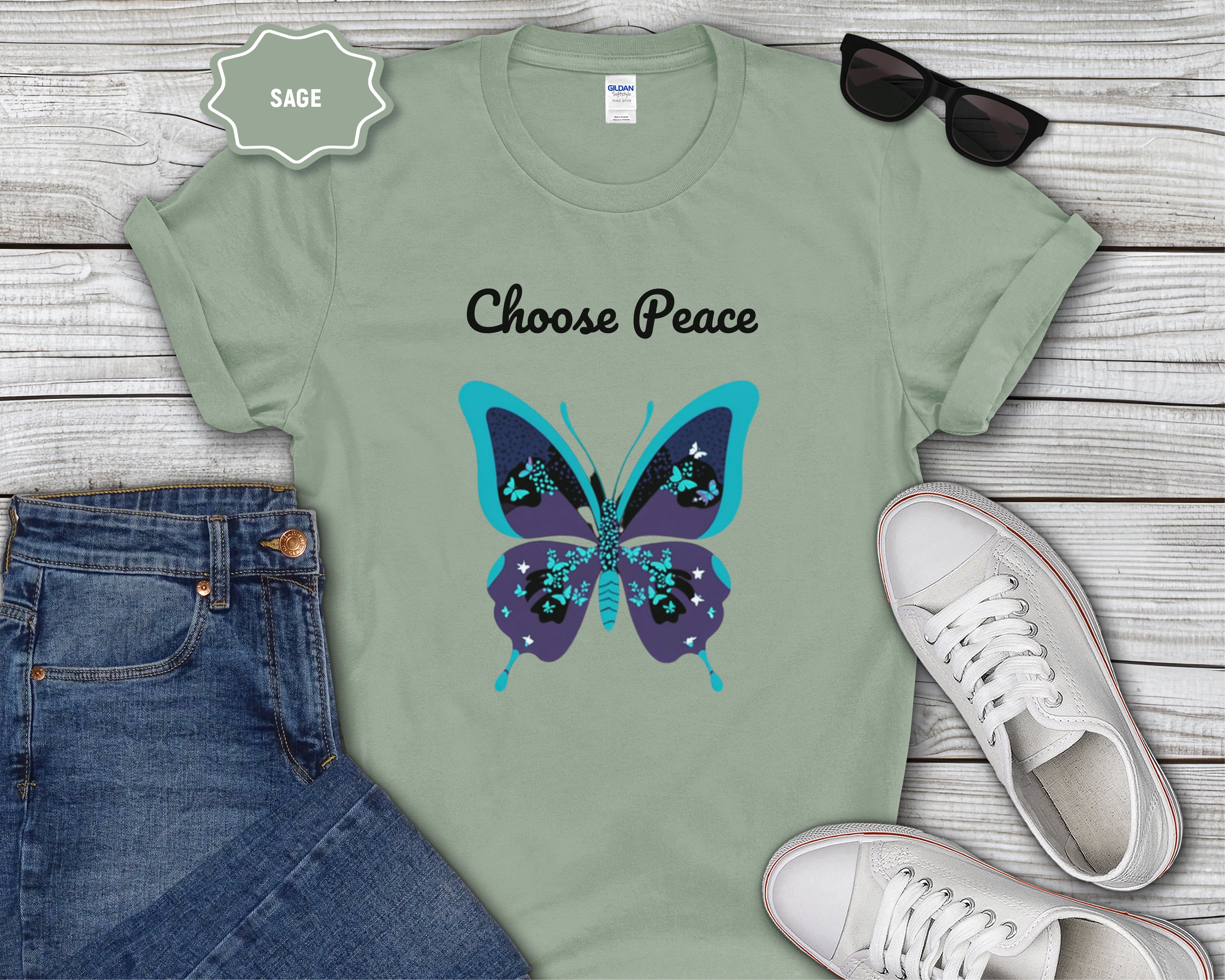 Choose Peace Butterfly Mental Health T-Shirt