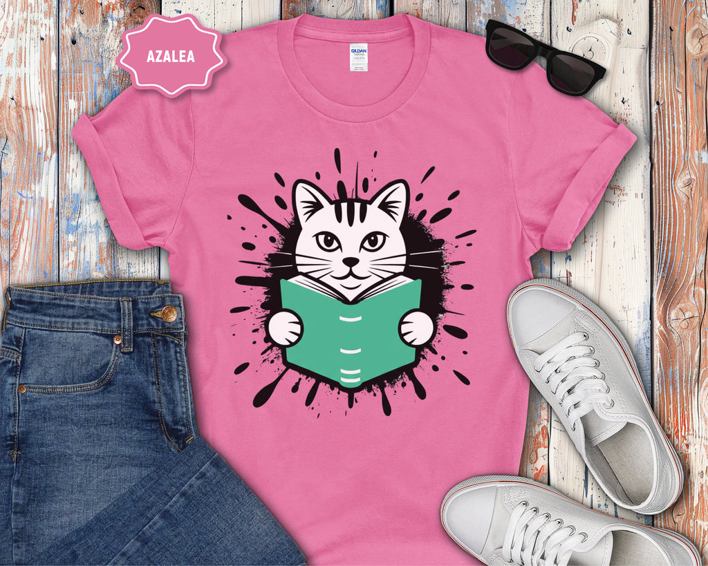 Cat Reading a Book T-Shirt