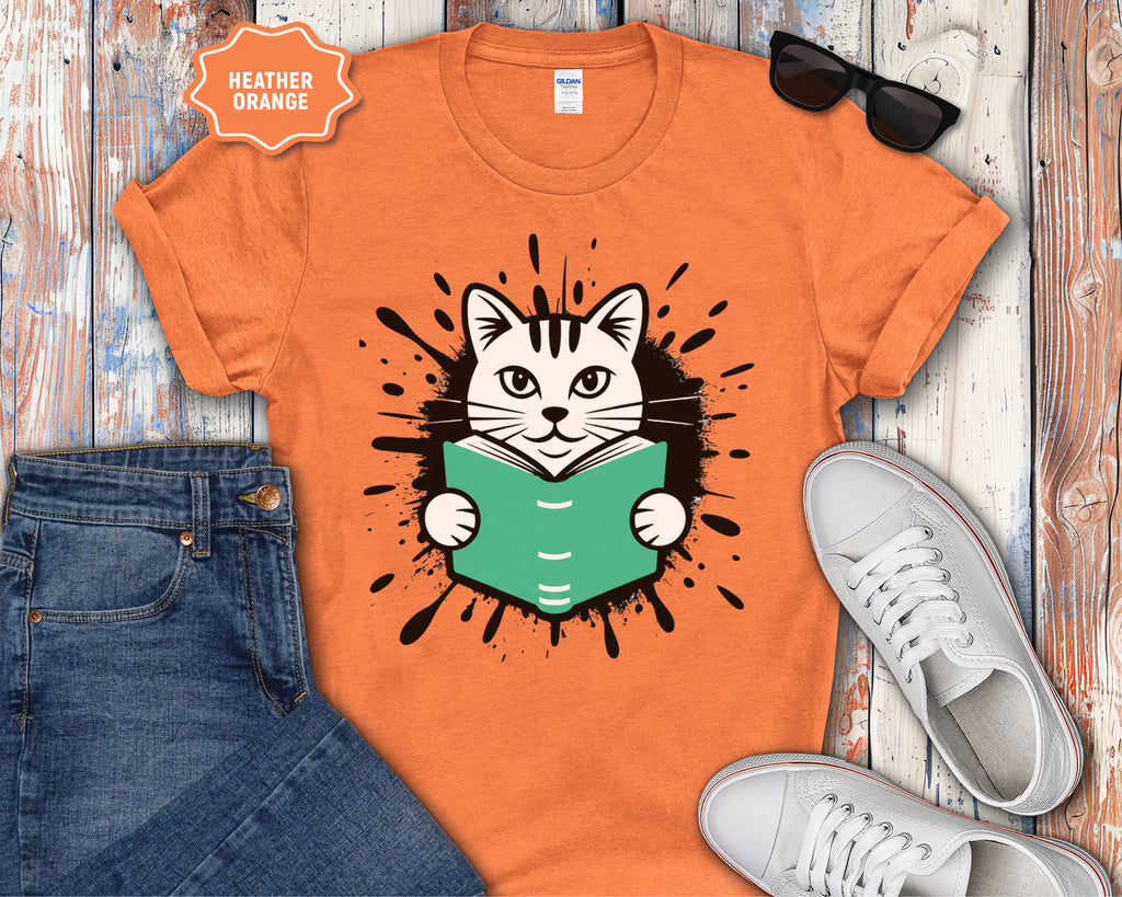 Cat Reading a Book T-Shirt