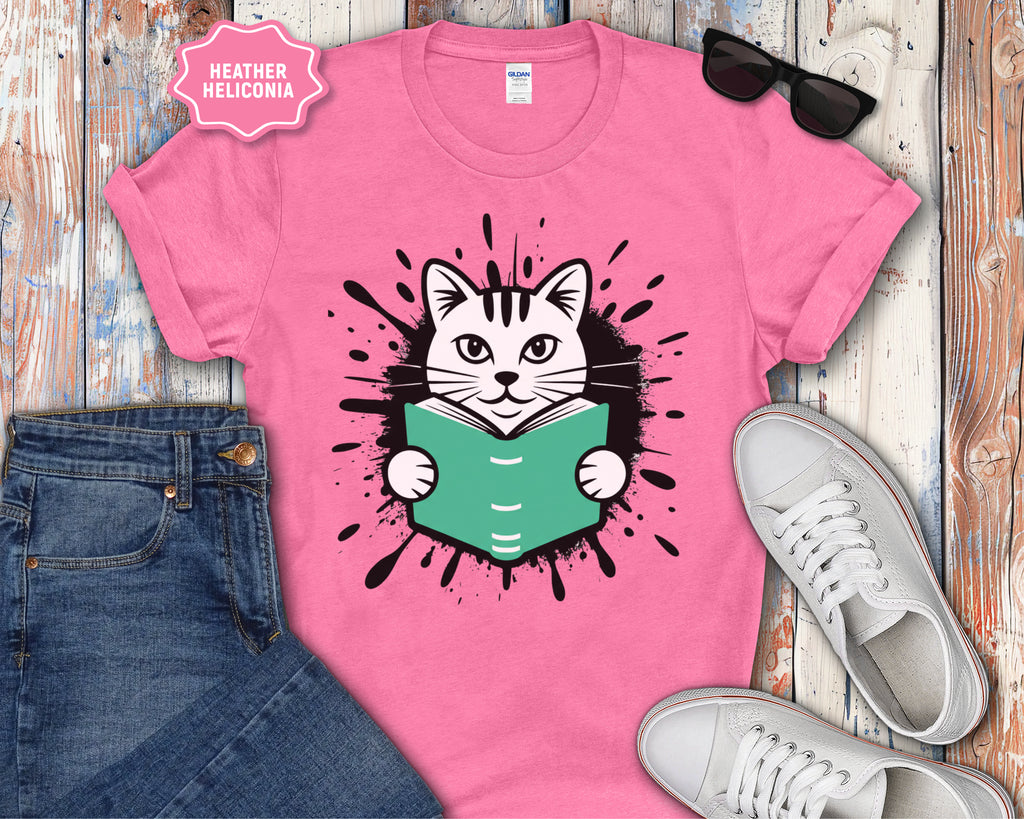 Cat Reading a Book T-Shirt