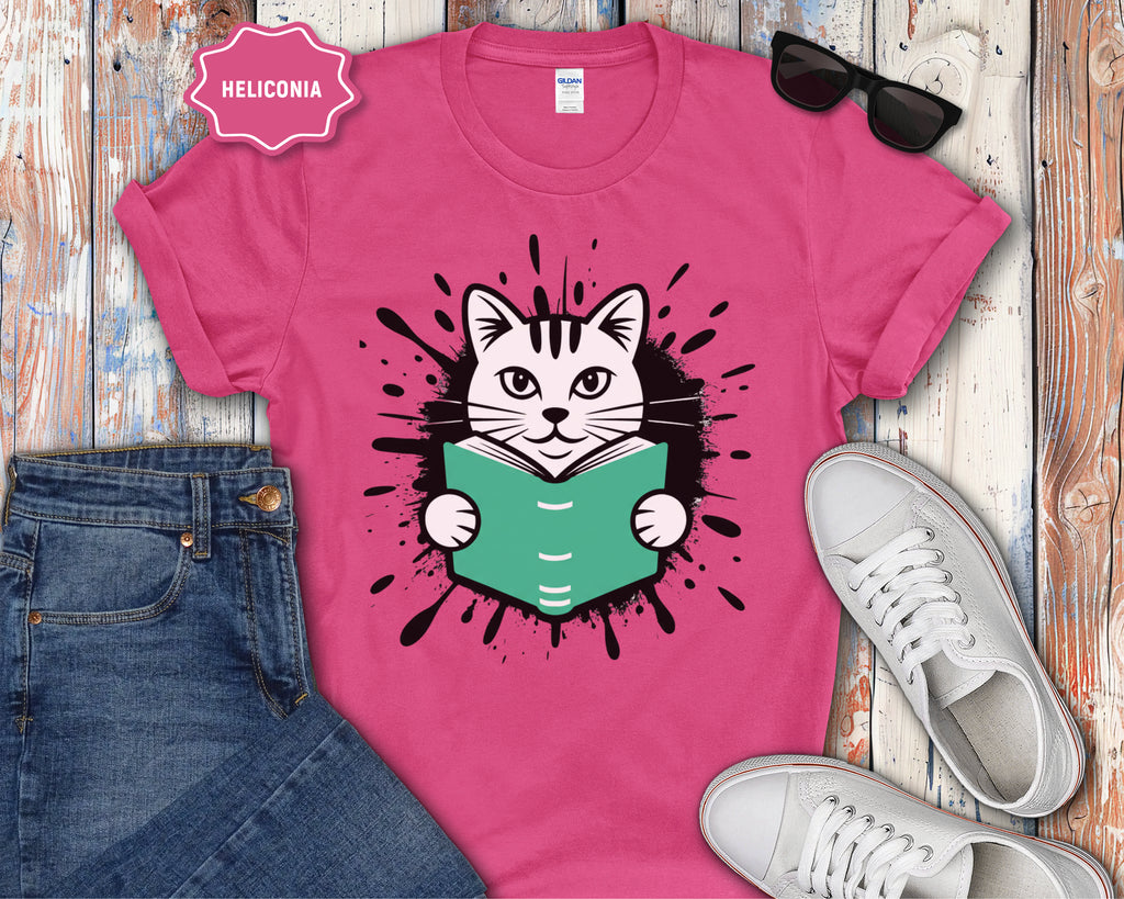 Cat Reading a Book T-Shirt
