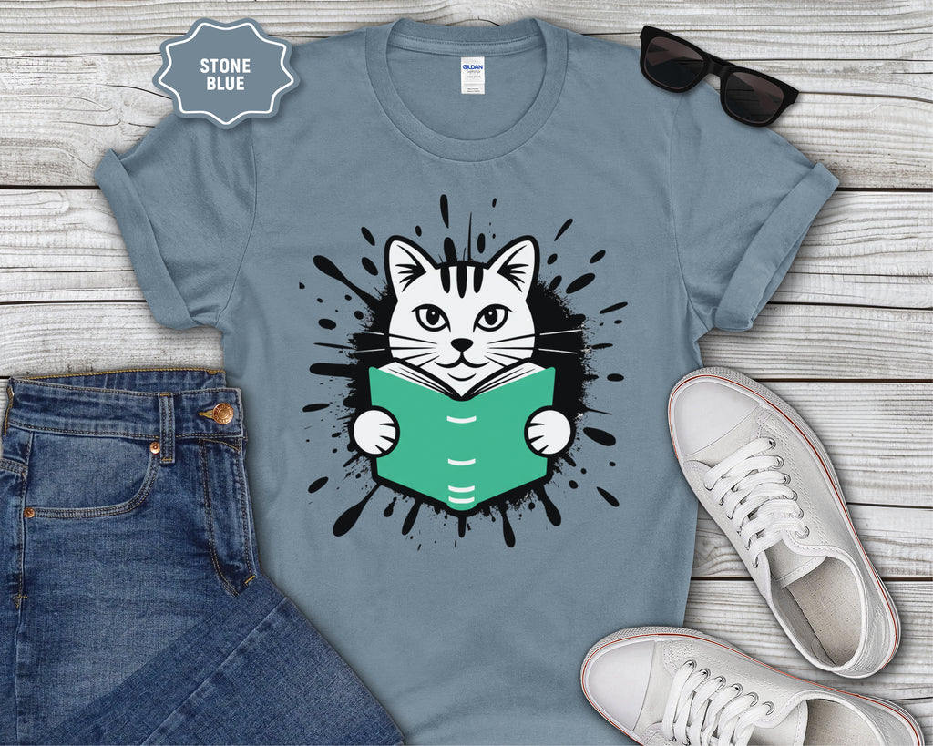 Cat Reading a Book T-Shirt