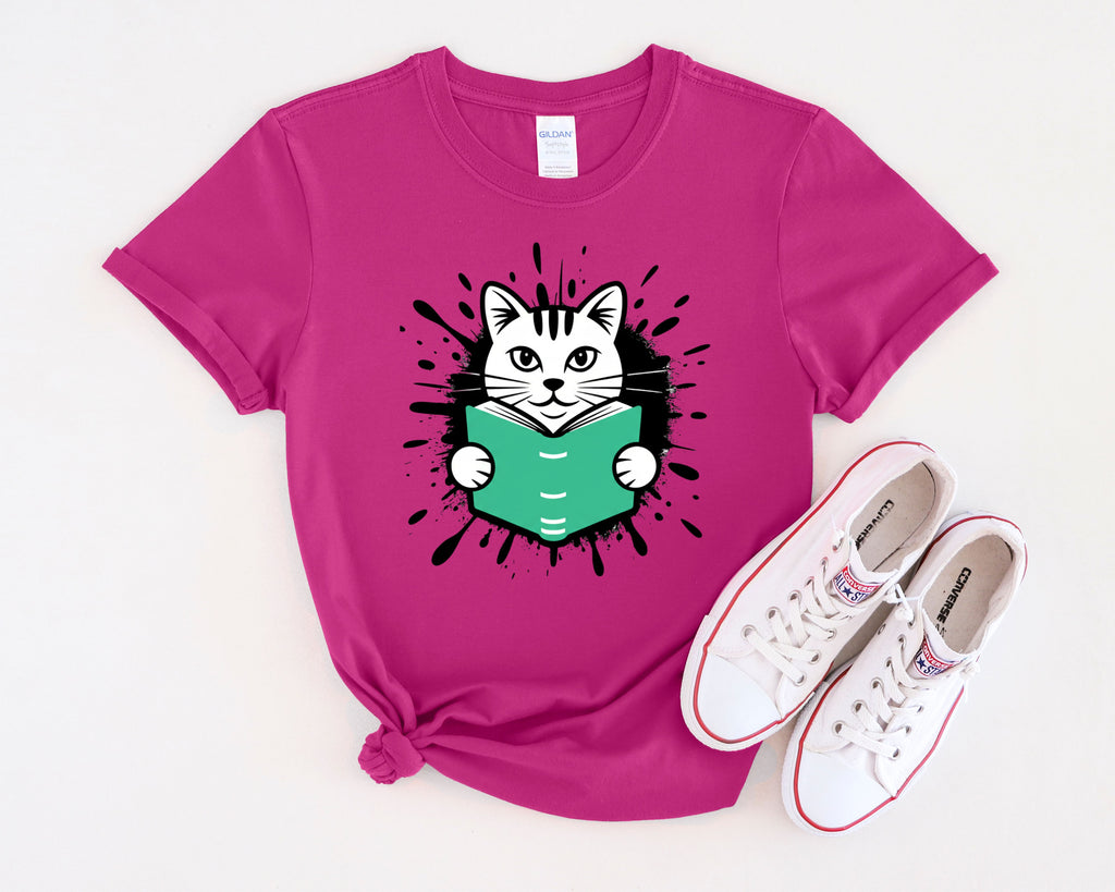 Cat Reading a Book T-Shirt