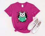 Cat Reading a Book T-Shirt