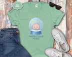 Protect Your Peace Snow Globe brain illustration T-Shirt