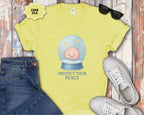 Protect Your Peace Snow Globe brain illustration T-Shirt