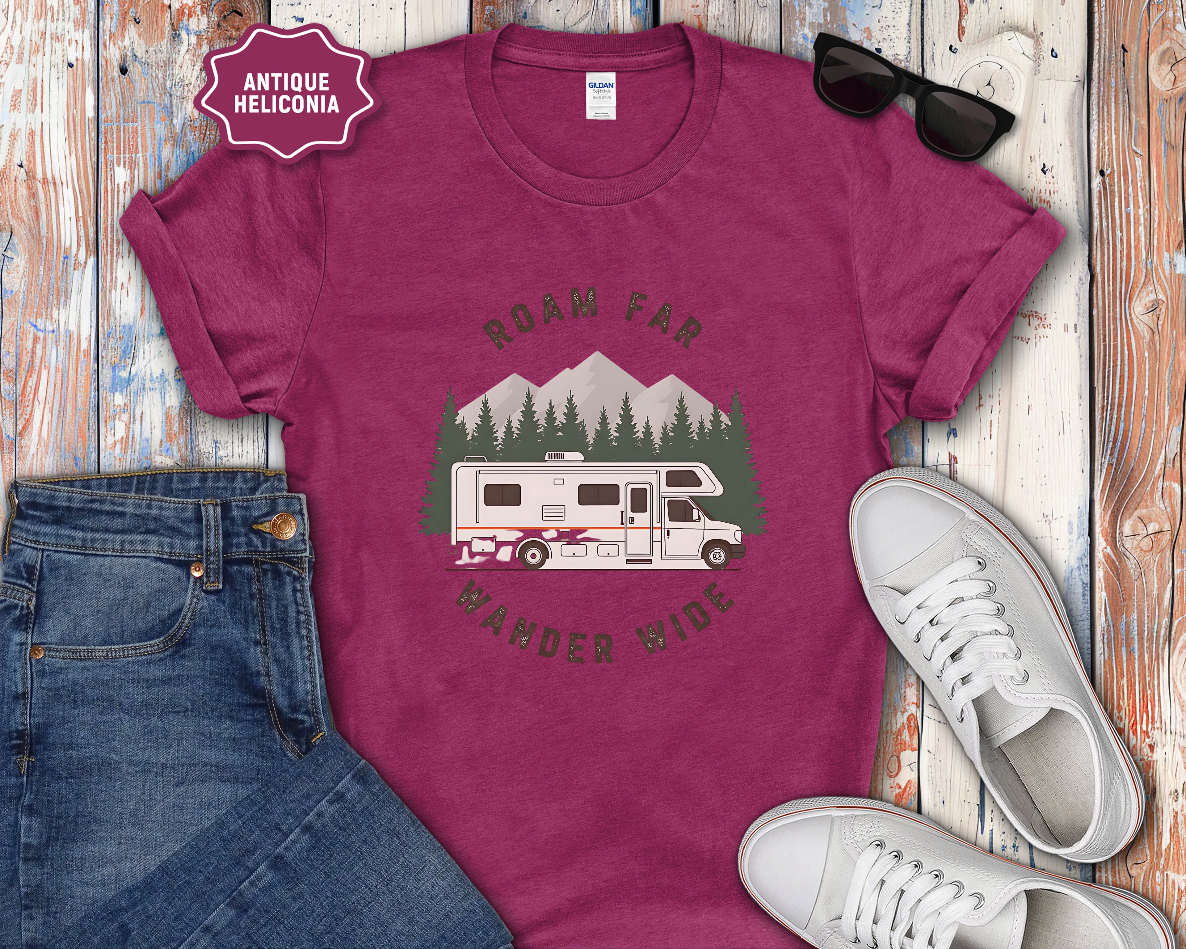 Roam Far Wander Wide Class C RV Motorhome T-Shirt