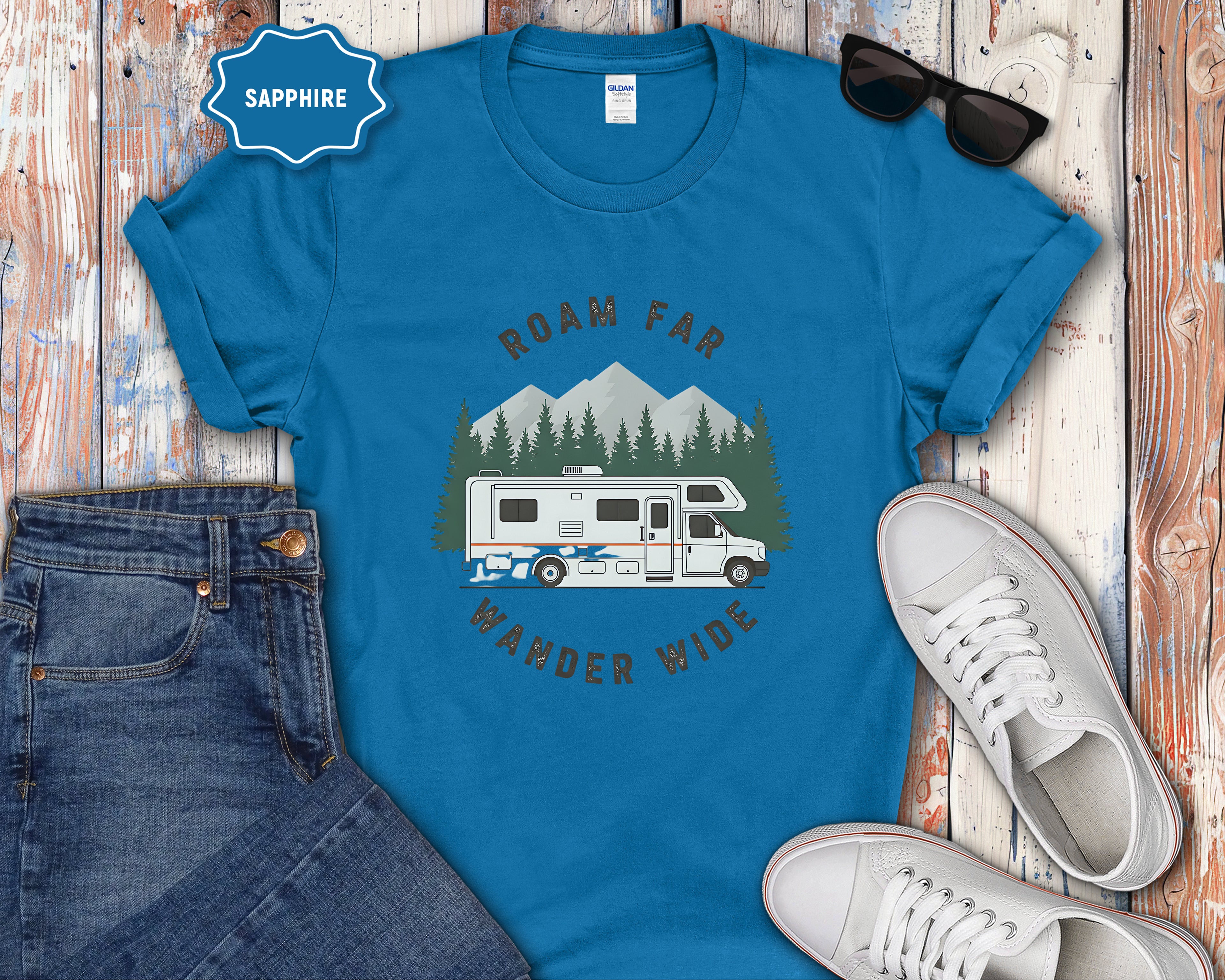 Roam Far Wander Wide Class C RV Motorhome T-Shirt