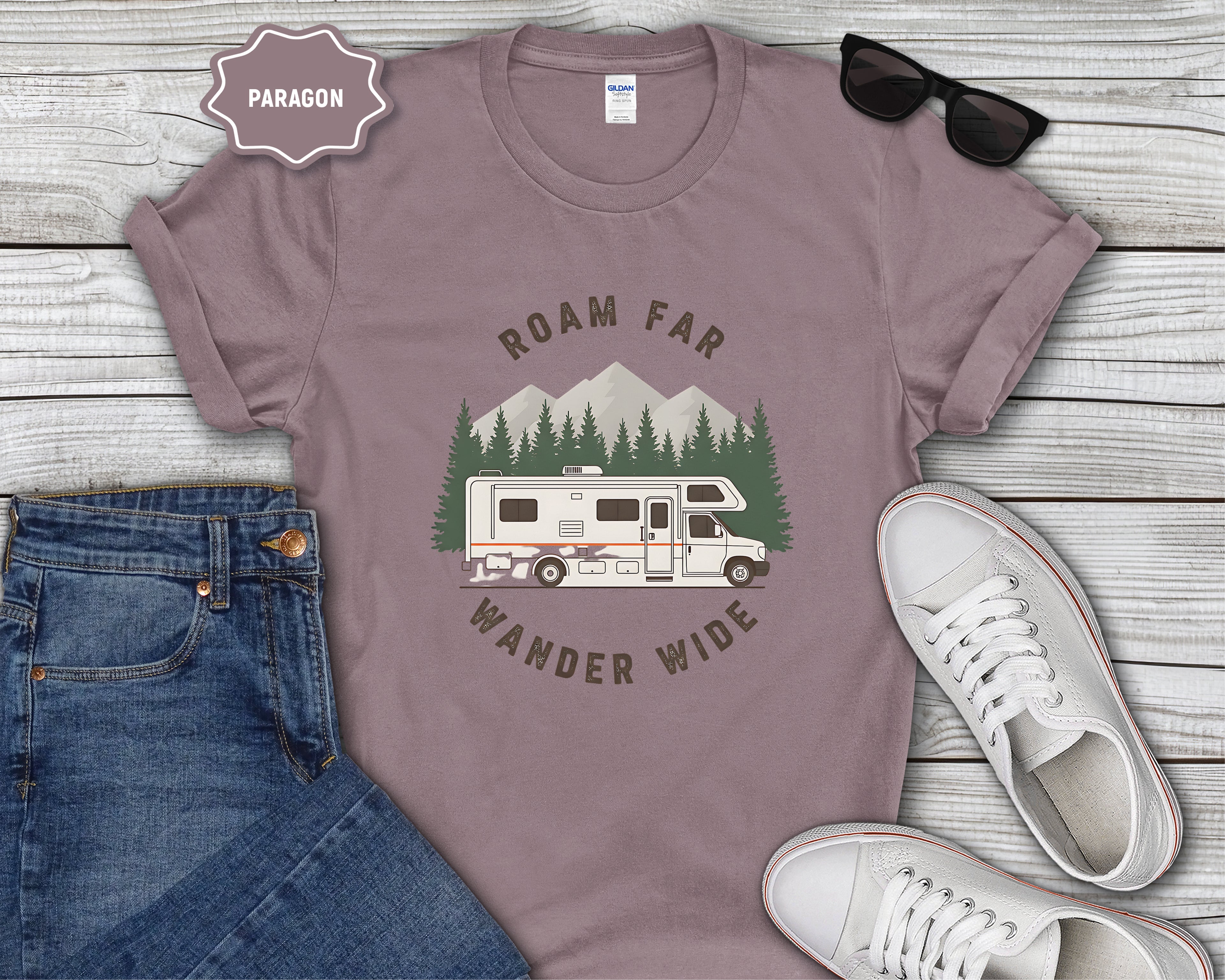 Roam Far Wander Wide Class C RV Motorhome T-Shirt