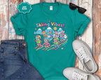 Cute Cartoon Skiers Skiing Vibes T-Shirt