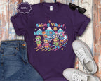 Cute Cartoon Skiers Skiing Vibes T-Shirt