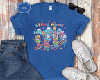 Cute Cartoon Skiers Skiing Vibes T-Shirt
