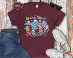 Cute Cartoon Skiers Skiing Vibes T-Shirt