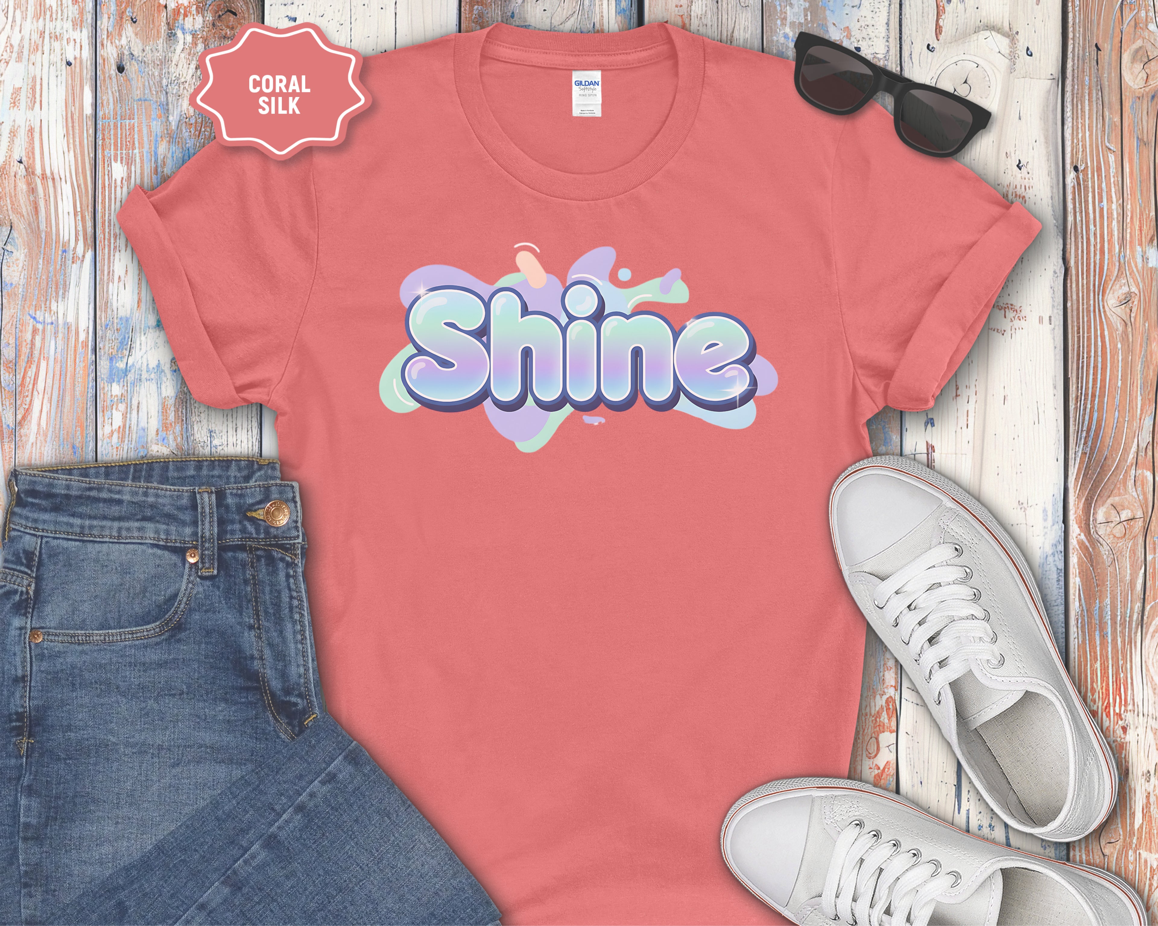 Shine Bubble Text T-Shirt