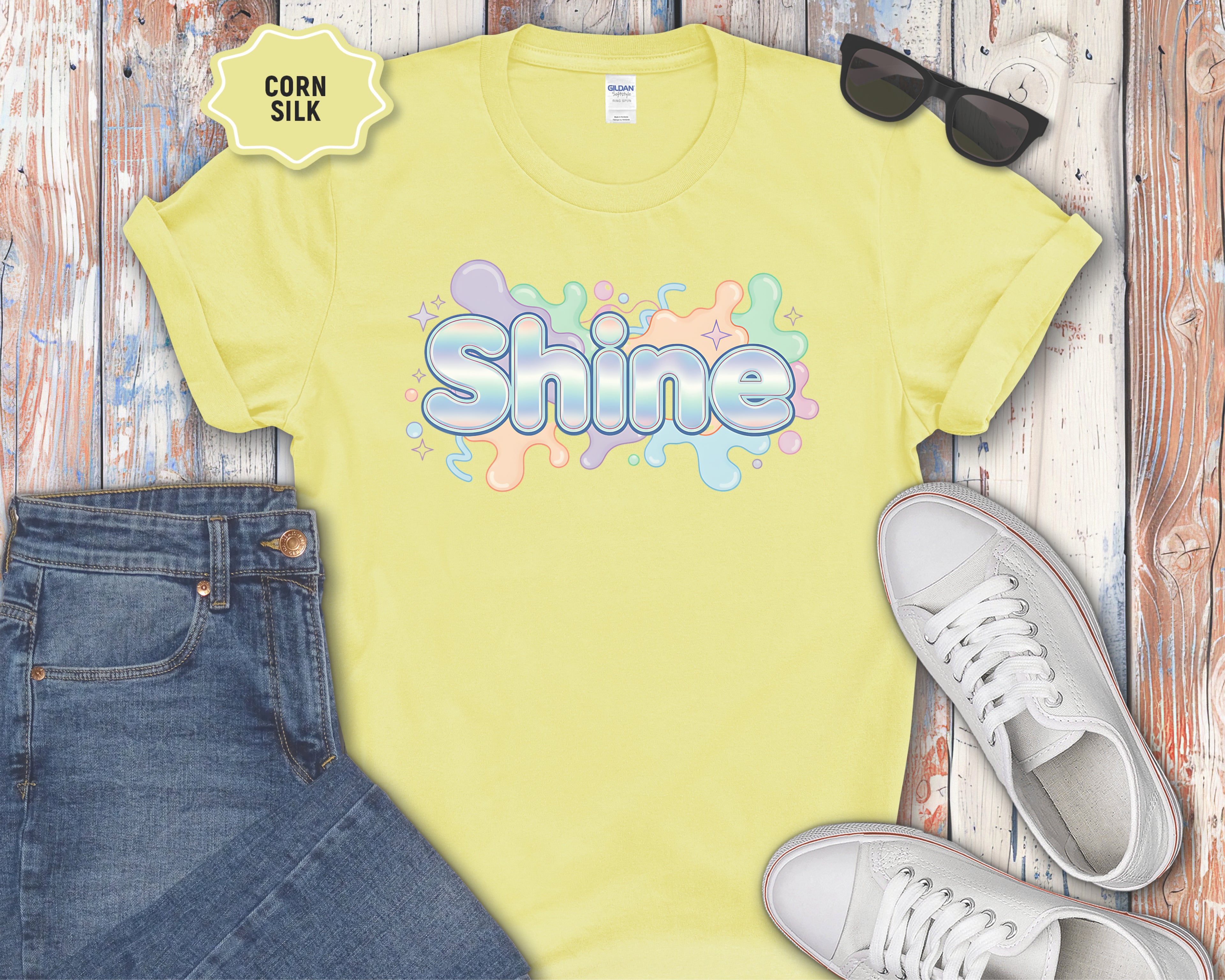 Shine Bubbly Pastel Lettering T-Shirt