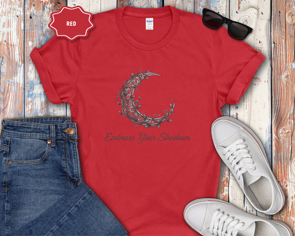 Embrace Your Shadows moon floral crescent T-Shirt