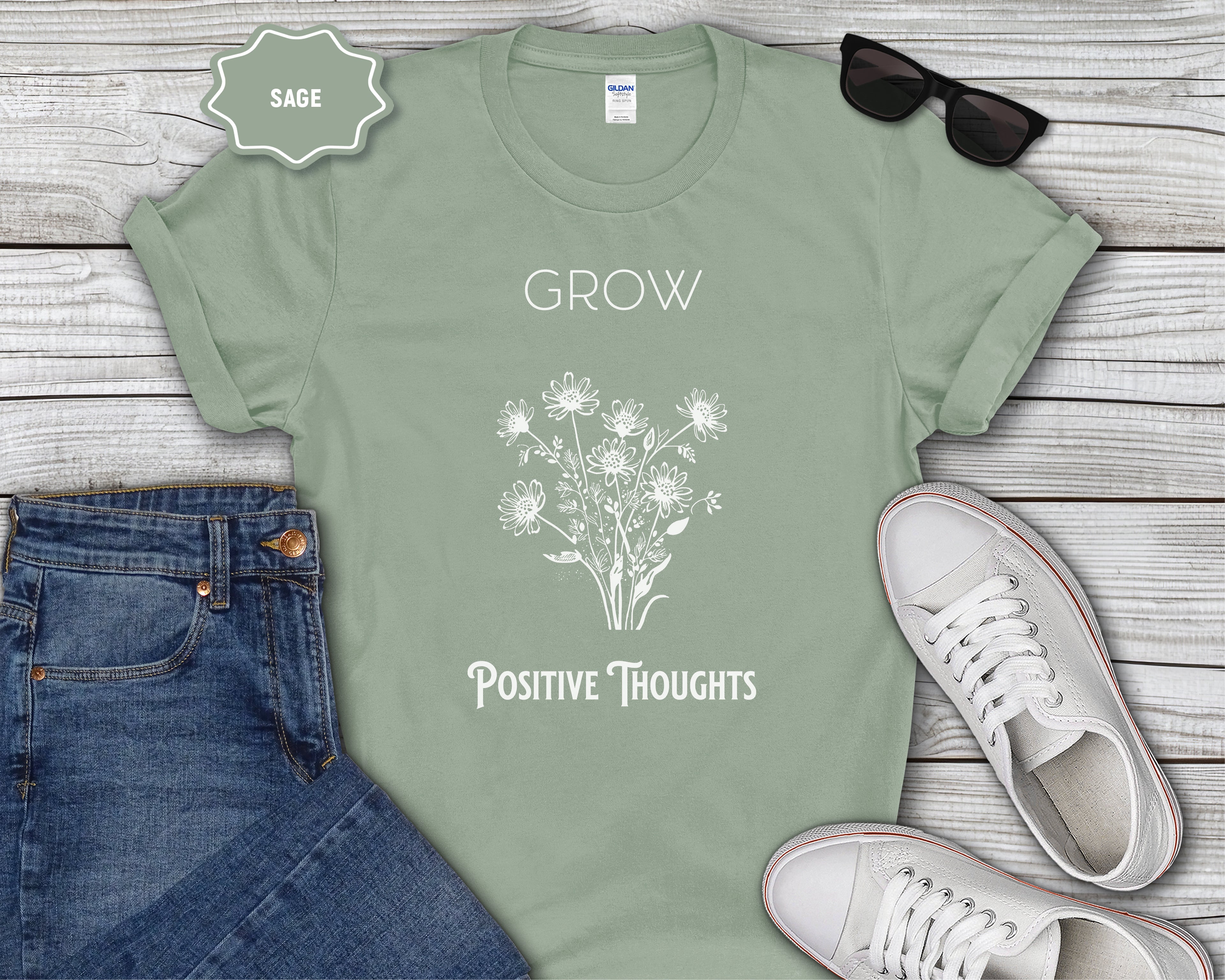 Grow Positive Thoughts Mental Health T-Shirt