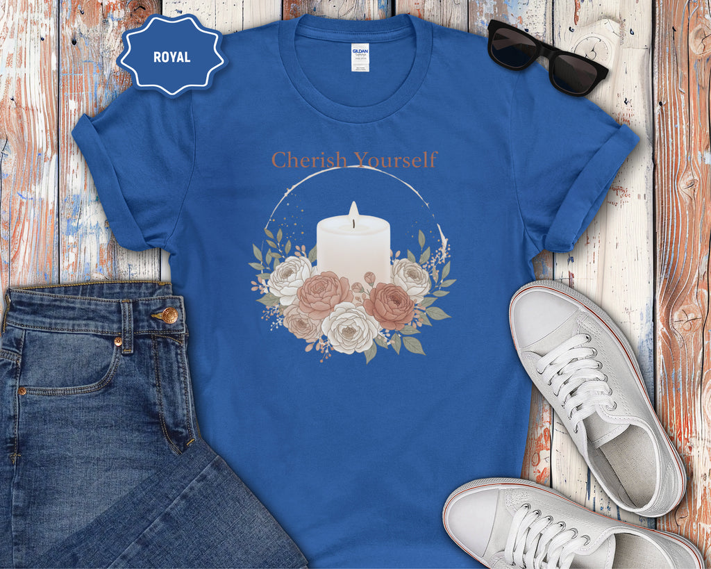Cherish Yourself candle floral design T-Shirt