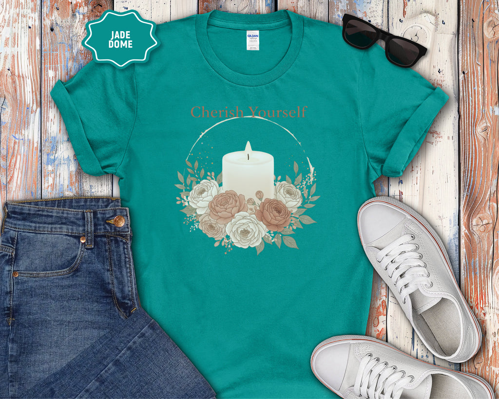 Cherish Yourself candle floral design T-Shirt