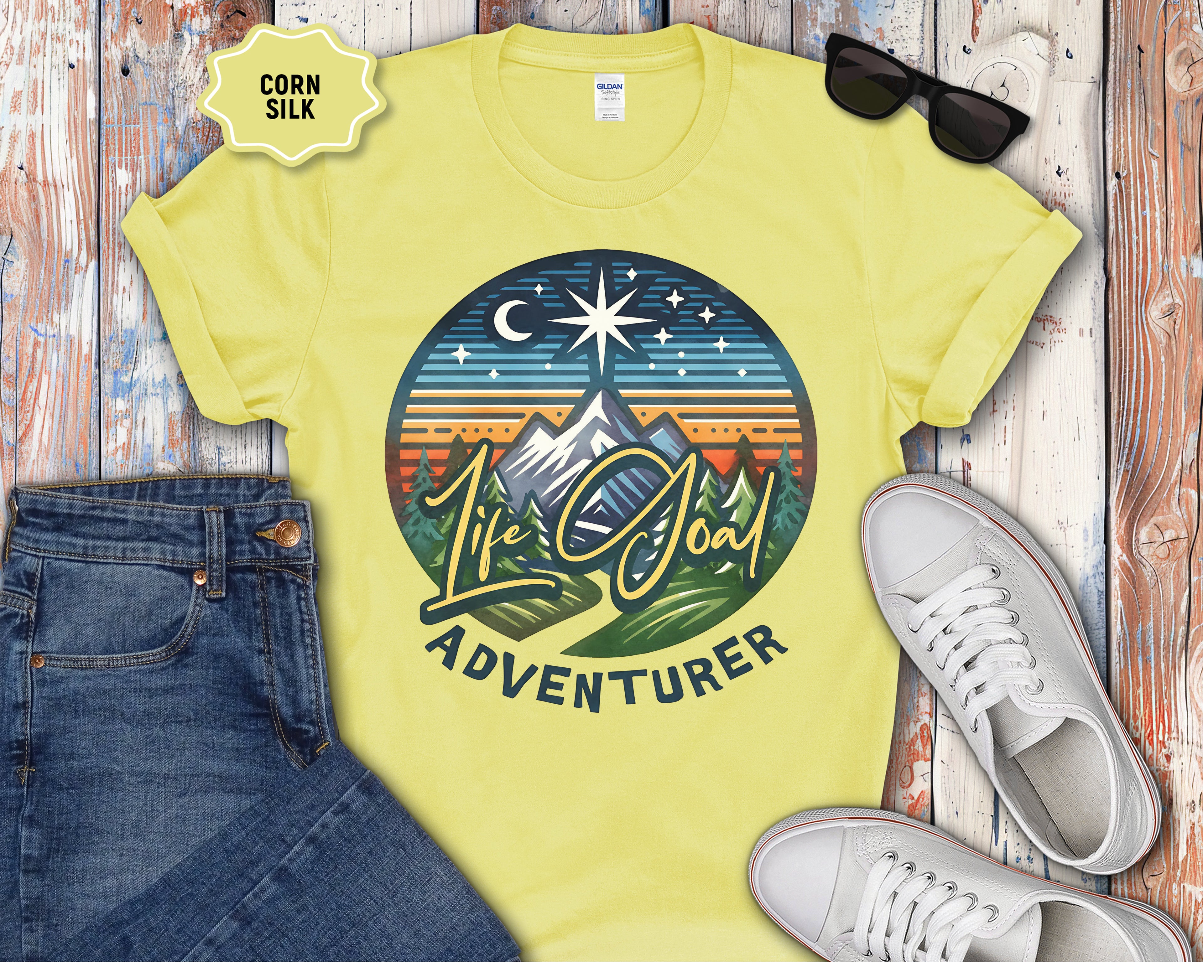 Life Goal Adventurer Camping Mountains T-Shirt